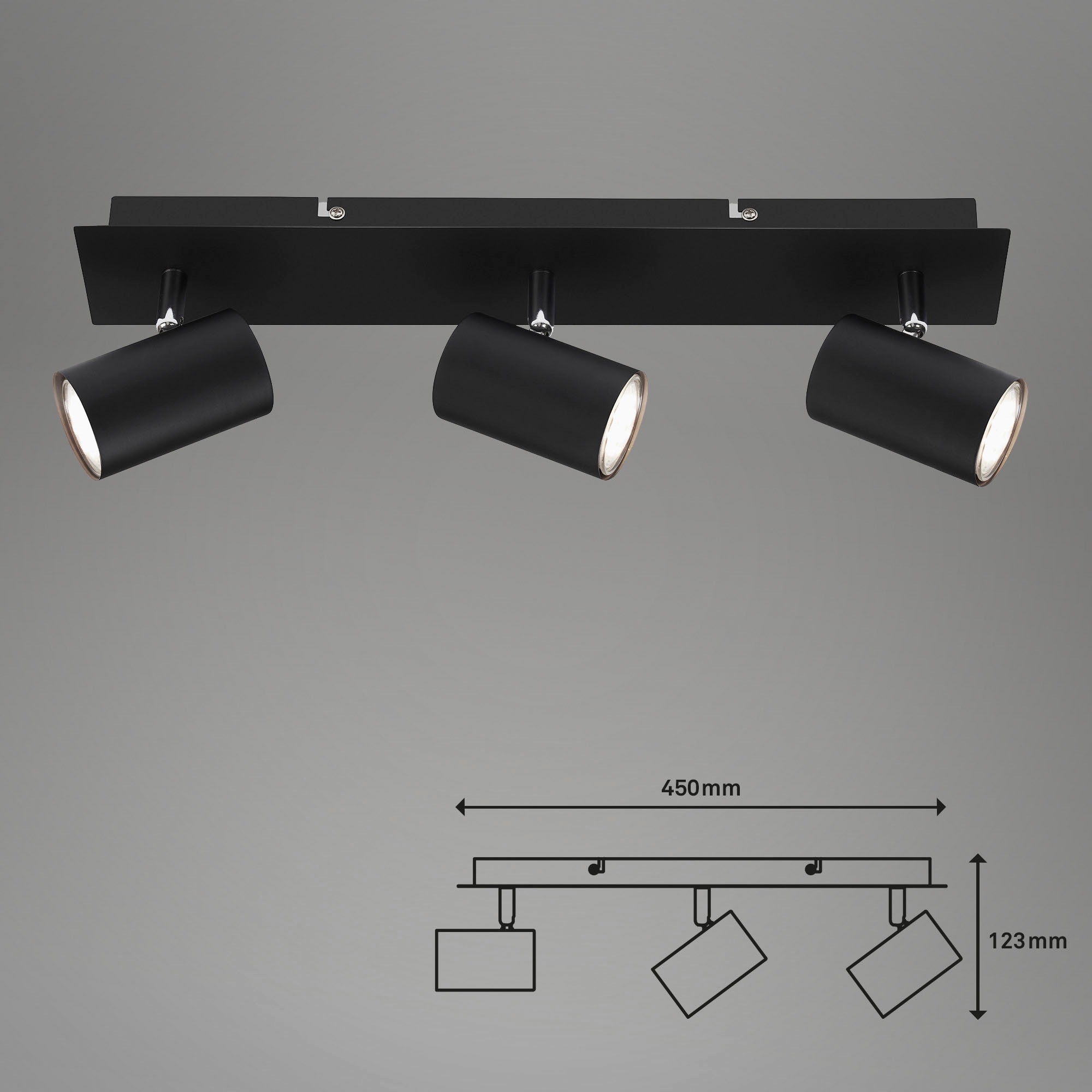 Briloner Leuchten LED Deckenspots »2857035 Run«, Deckenlampe, 45x8x12,3cm, Schwarz, max.40W, GU10, Wohnzimmer, Flur