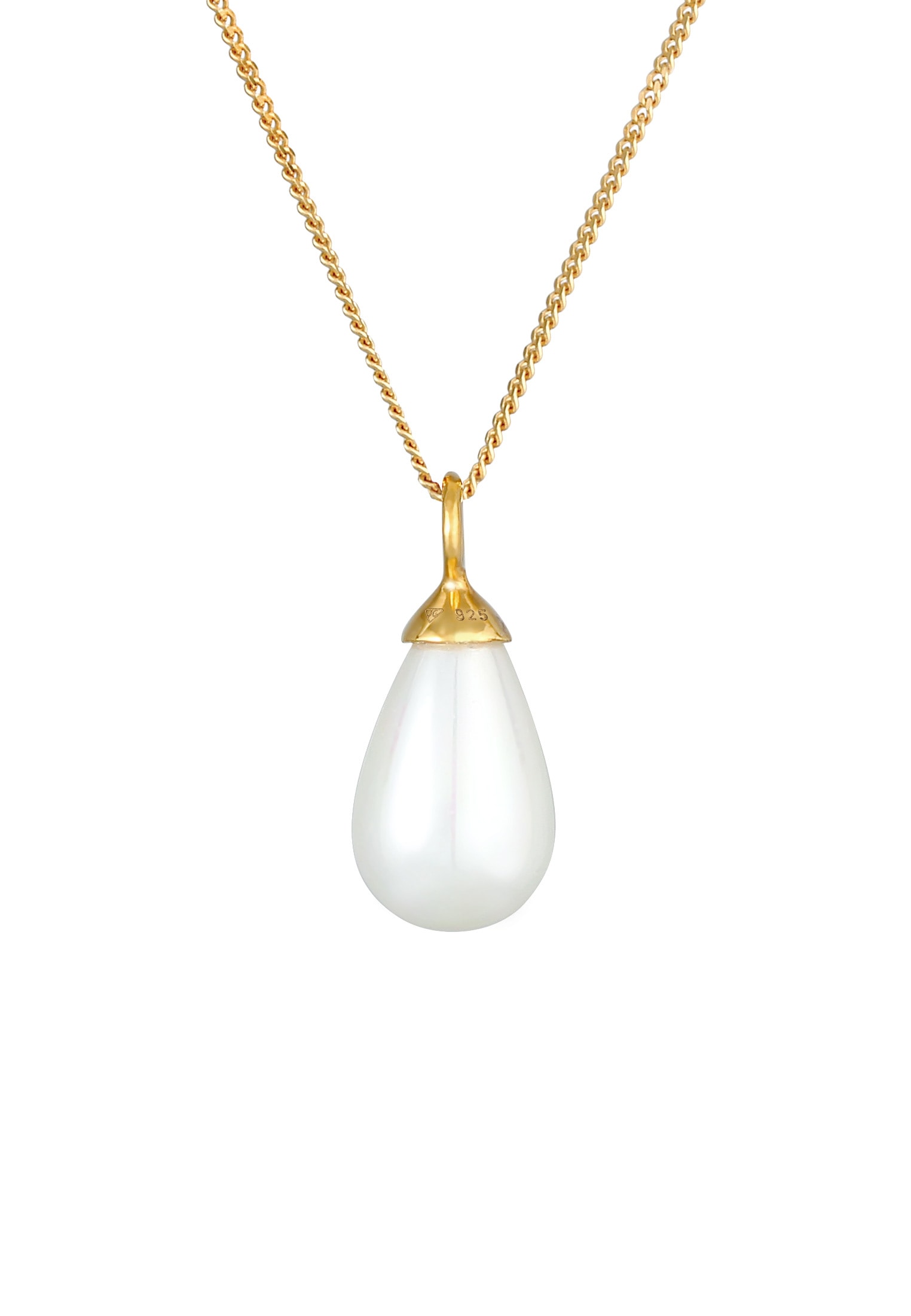 Nenalina Lange Kette »Halskette Anhänger Muschelkernperle Tropfen 925 Silber«