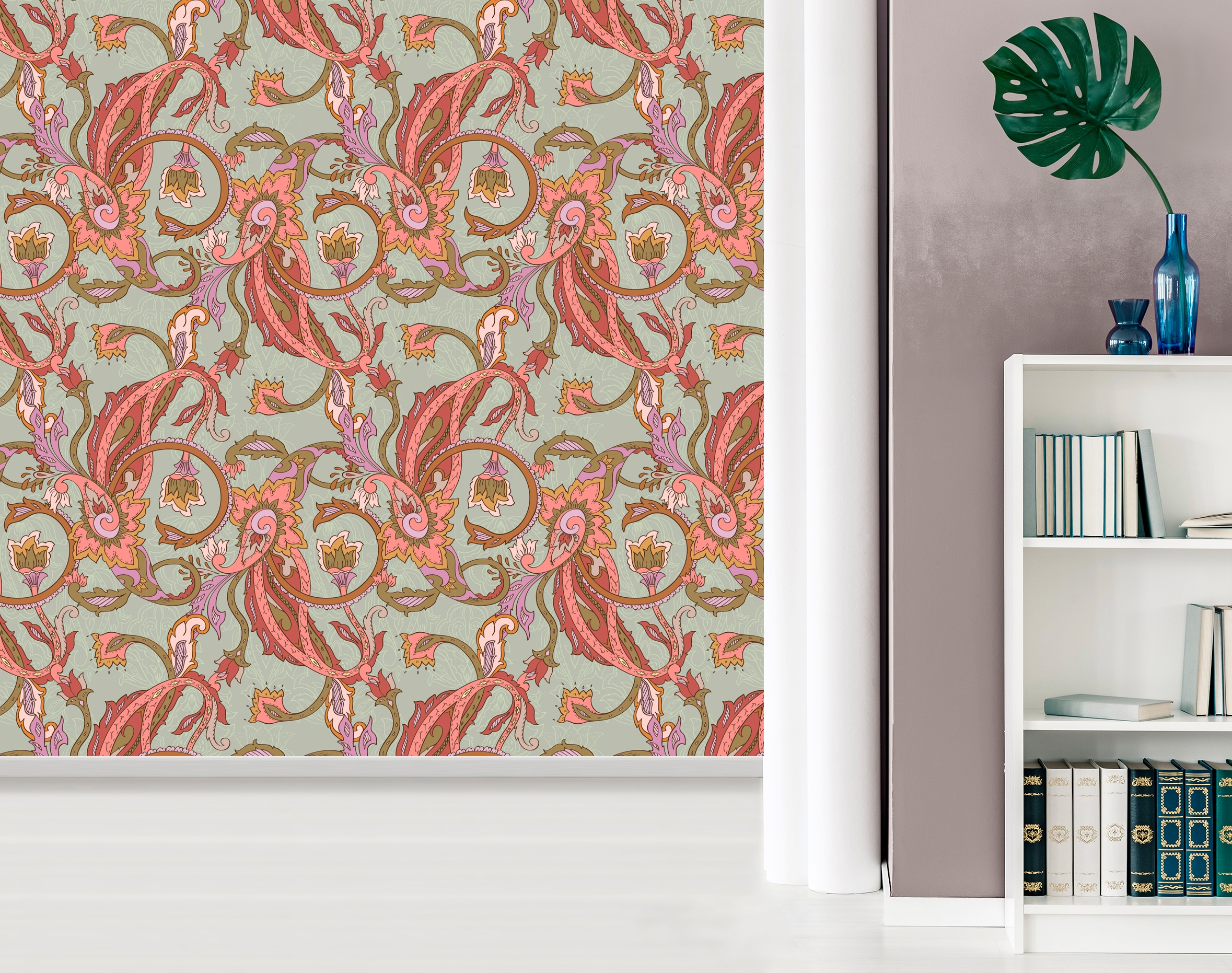 queence Vinyltapete »Jesse« Motiv | bedruckt | botanisch | floral | gemustert | natürlich glatt 90x250cm, selbstklebend, kinderleichte Anbringung, , Sticker