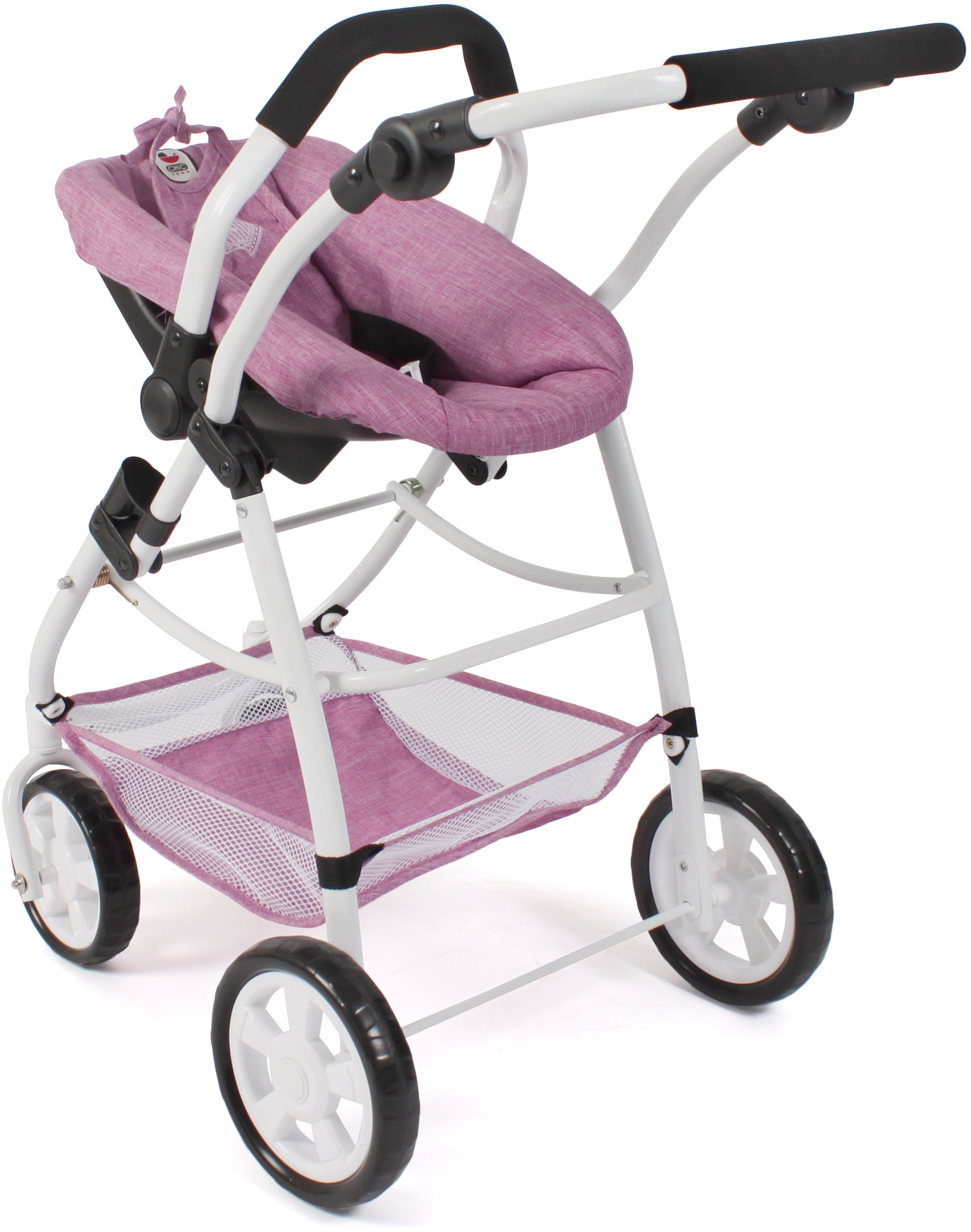 CHIC2000 Kombi-Puppenwagen »Emotion All In 3in1, Jeans Pink«, inkl. Babywanne, Babyschale und Sportwagenaufsatz