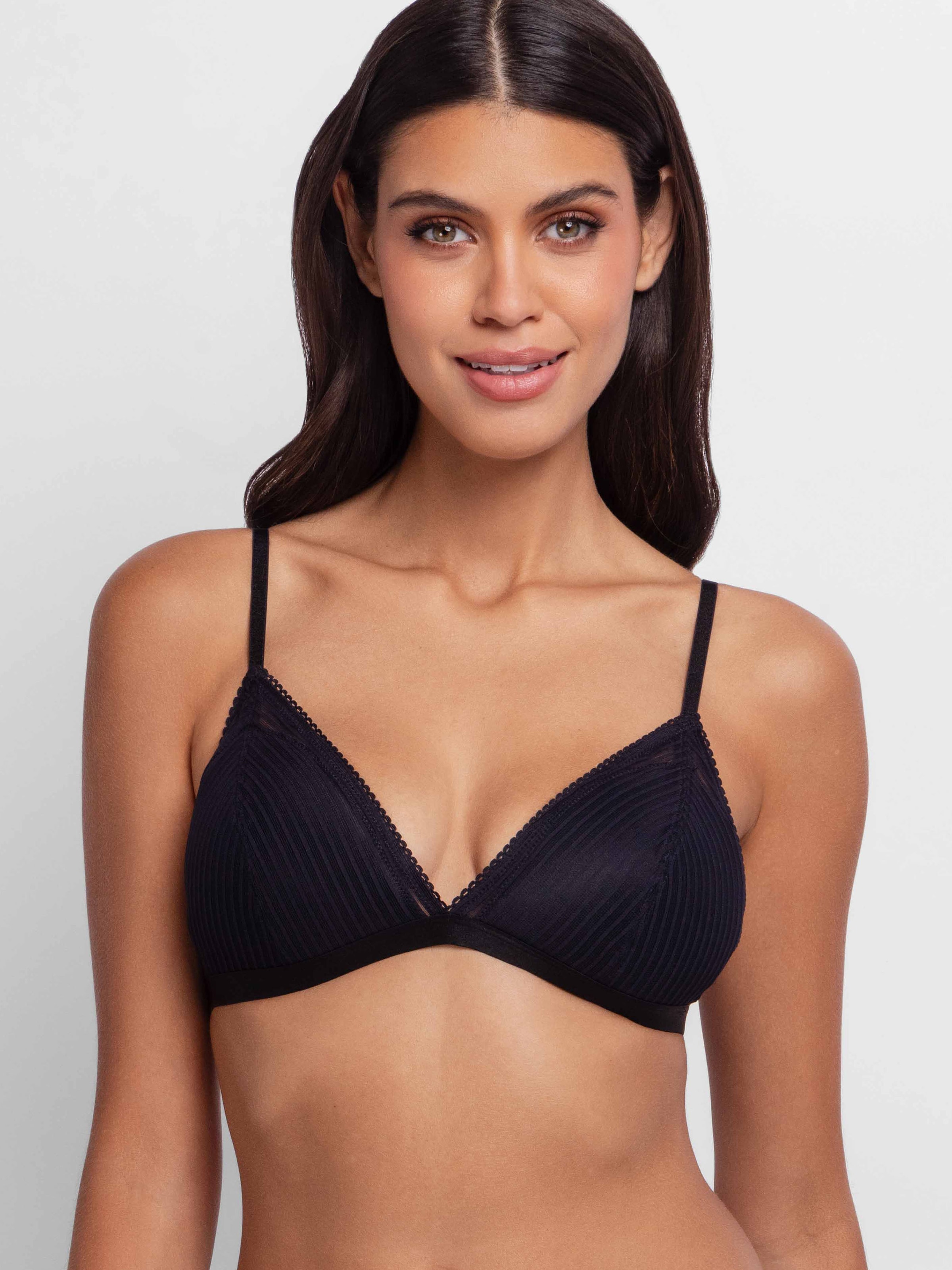Dorina Bralette »LAMINA-2PP«, Leicht gepolstert, gestreifter Netzbesatz, ohne Bügel