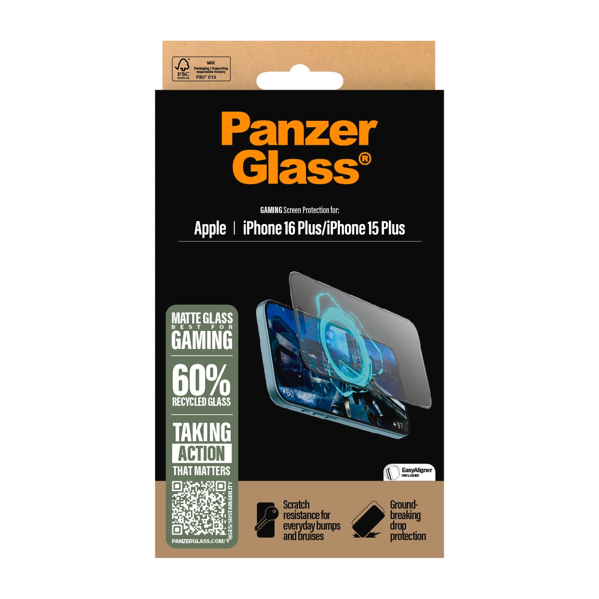 PanzerGlass Displayschutzglas »Gaming Screen Protection« für Apple iPhone 16 Plus;Apple iPhone 15 Plus Displayschutzfolie, Schutzfolie, Bildschirmschutz, kratz- & stoßfest