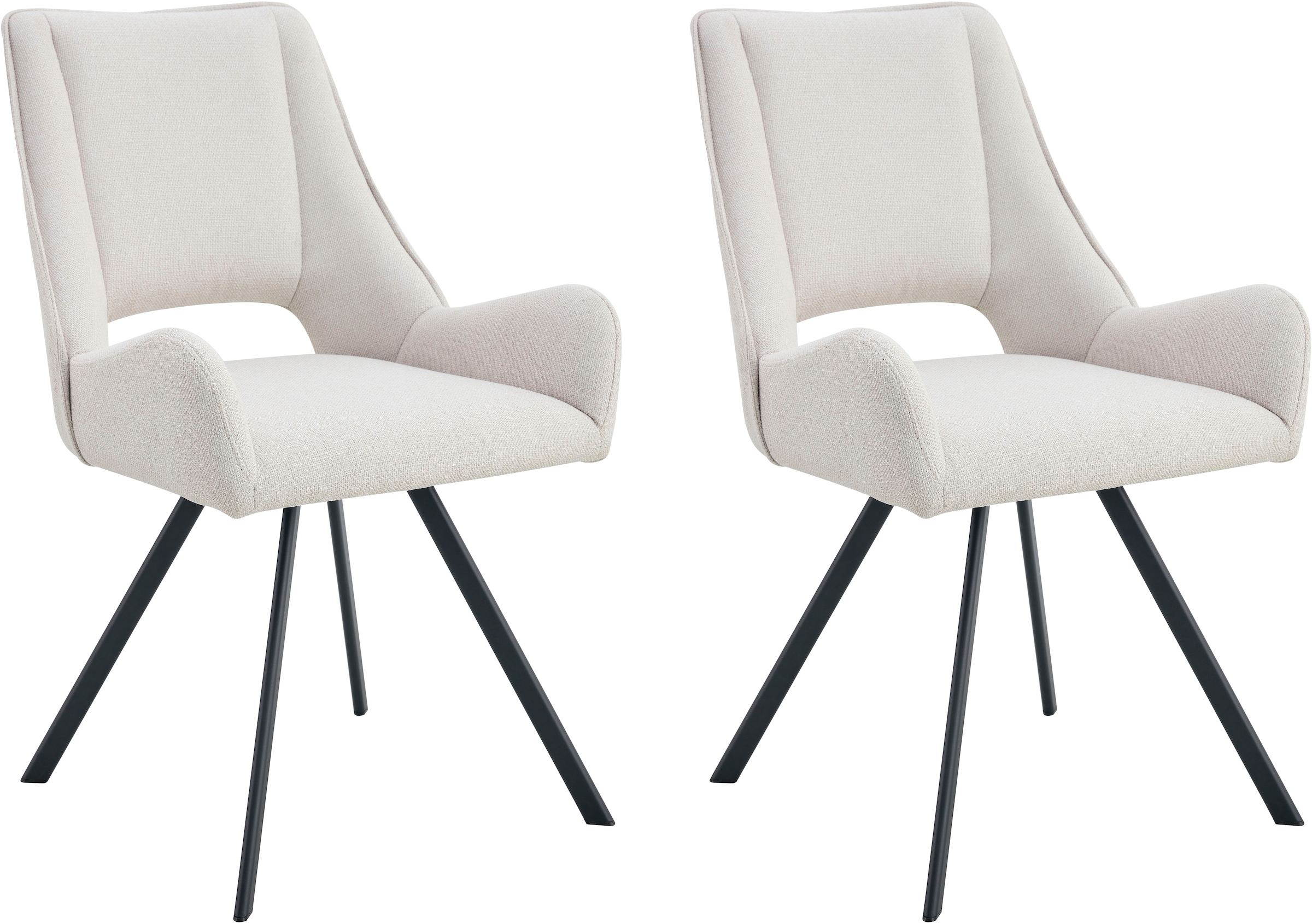 Home affaire Esszimmerstuhl "AIRDRIE, 2er Set, mit Metallgestell in matt schwarz" (Set) 2 Stk.in verschiedenen Farben, Belsatbarkeit pro Stuhl 120 kg, mit Griffloch