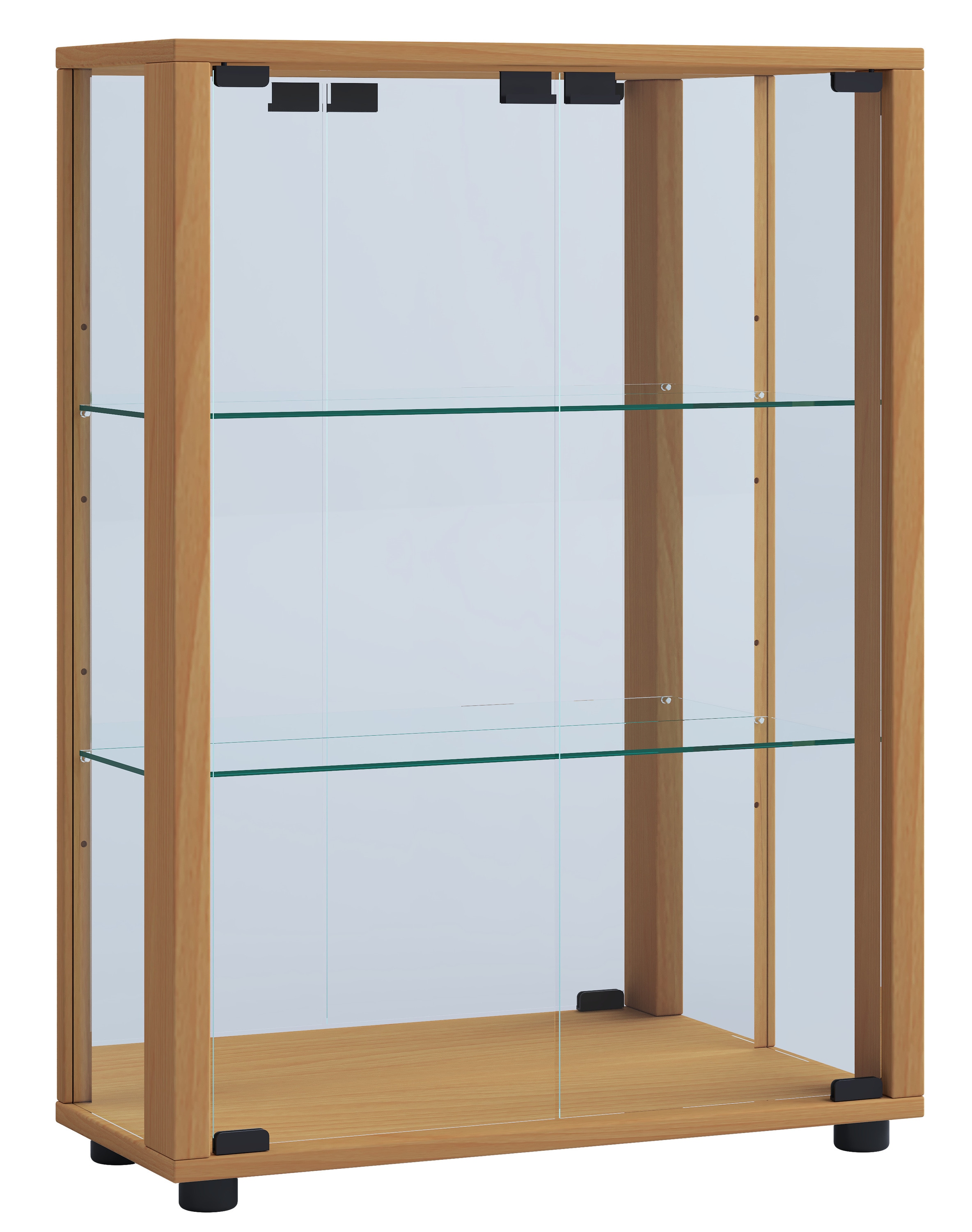 VCM Vitrine »VCM Glasvitrine stehend | Vitrine Glas mit ESG-Sicherheitsglas | Maße ca. H. 80 x B. 60 x T. 25 cm | Standvitrine Glas | Modern und platzsparend | Glas Vitrinenschrank ¿ Sintalo Spiegel«, (1 St.)