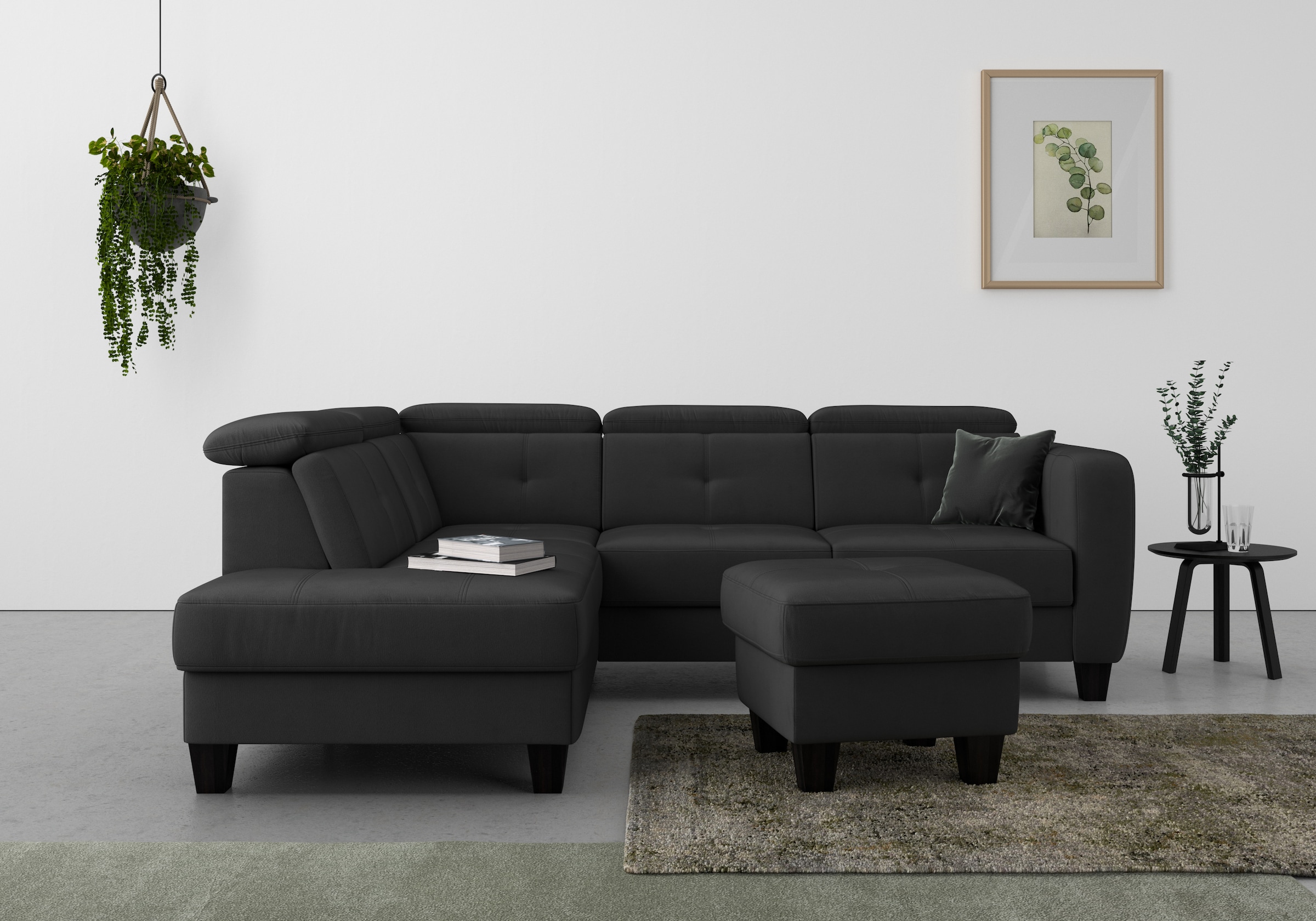 sit&more Ecksofa »Belluci L-Form« inklusive Federkern, wahlweise mit Bettfunktion und Bettkasten
