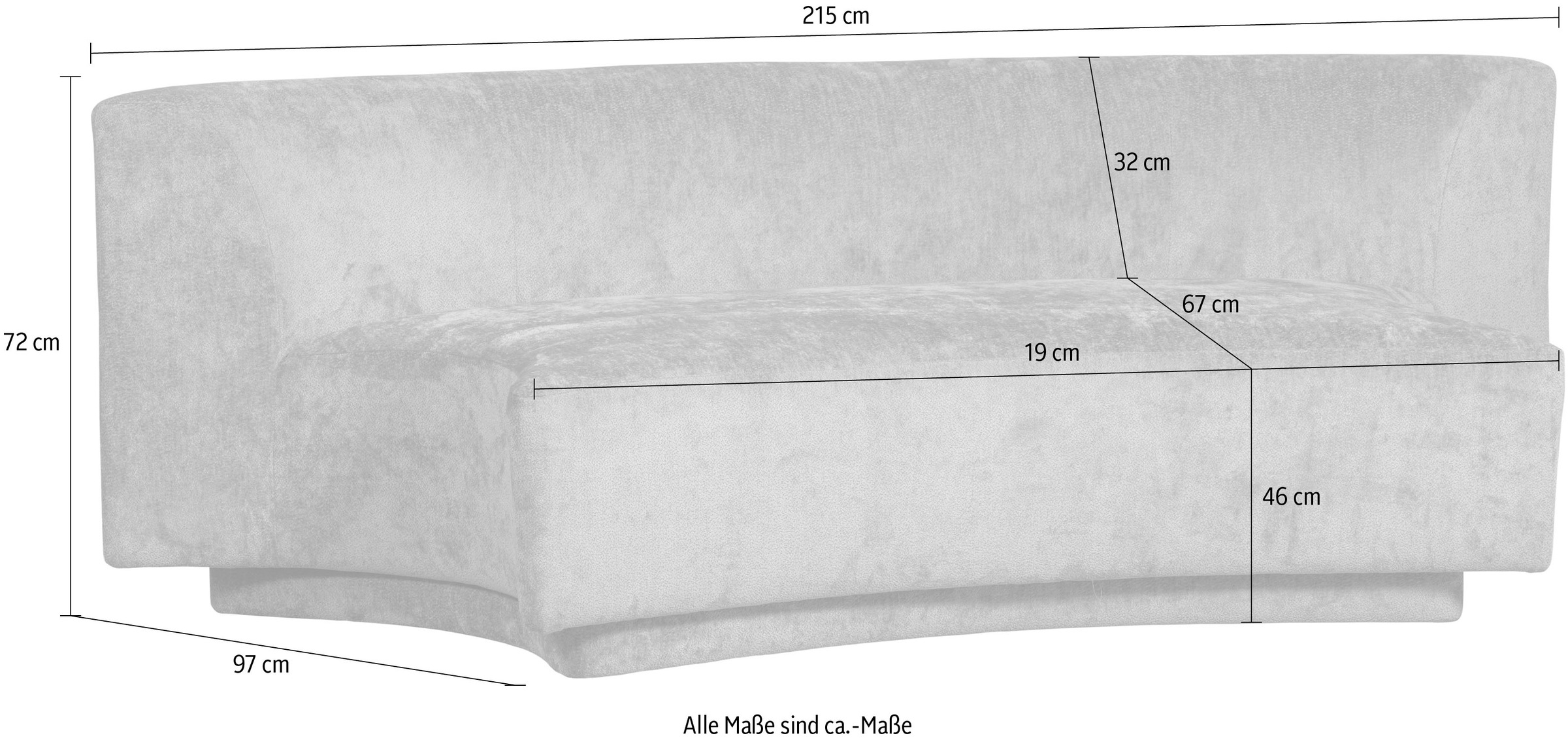 WOOOD 2-Sitzer »Popular«, frei im Raum stellbar, mit grobem Chenille gefüttert, Breite 215 cm