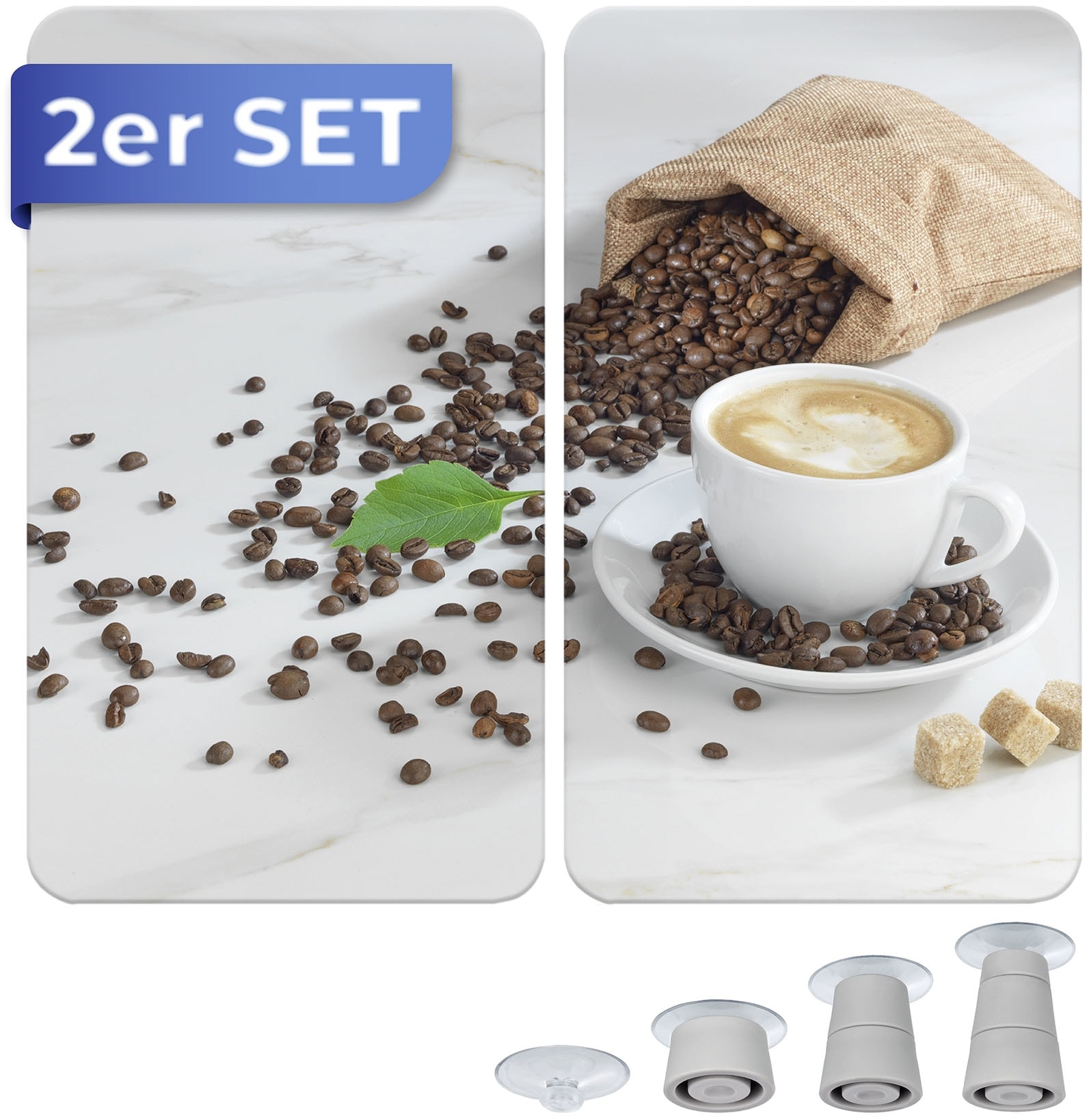 Maximex Herd-Abdeckplatte »Universal Modell CAFÉ AROMATICA«, (Set, 2 tlg.), für Induktions-, Glaskeramik-, Elektro- und Gasherde, höhenverstellbar