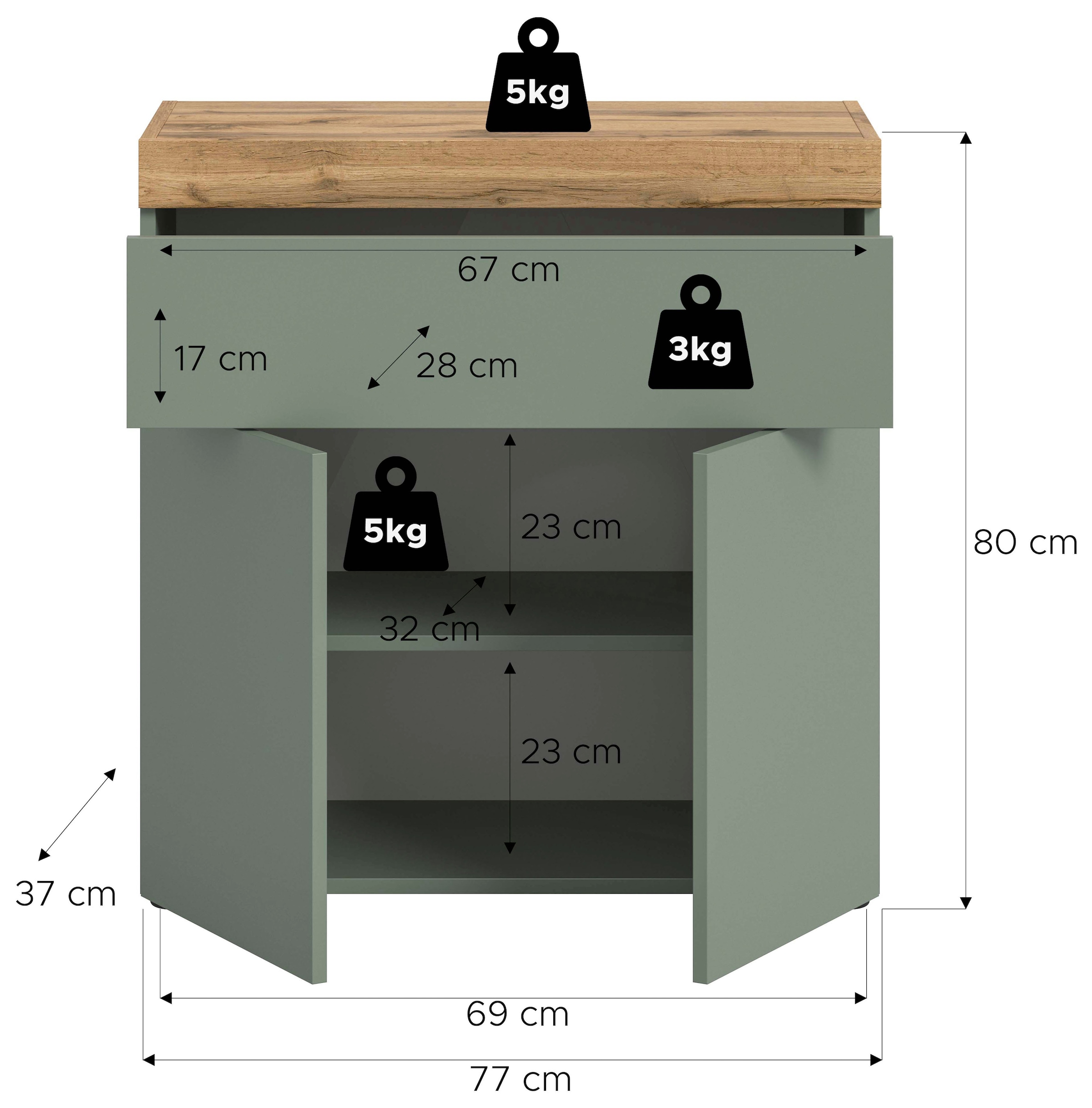 OTTO home Kommode »MAMBO, TOPSELLER!, Breite 77cm, 2 Türen, 1 Schubkasten, push-2-open« 2 farbige Ausführung, in verschiedenen Farben erhältlich, 1 Stk. tlg. Kommode, Anrichte, Wohnzimmer, Schlafzimmer
