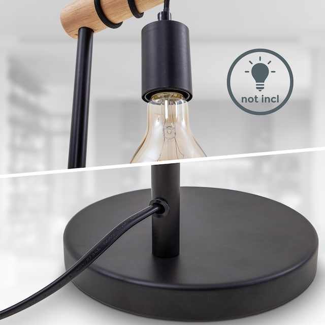 B.K.Licht Tischleuchte, 1 flammig-flammig, Tischlampe, 1  flammig,Industrial-Design, Retro, Stahl, Holz, rund online kaufen | mit 3  Jahren XXL Garantie