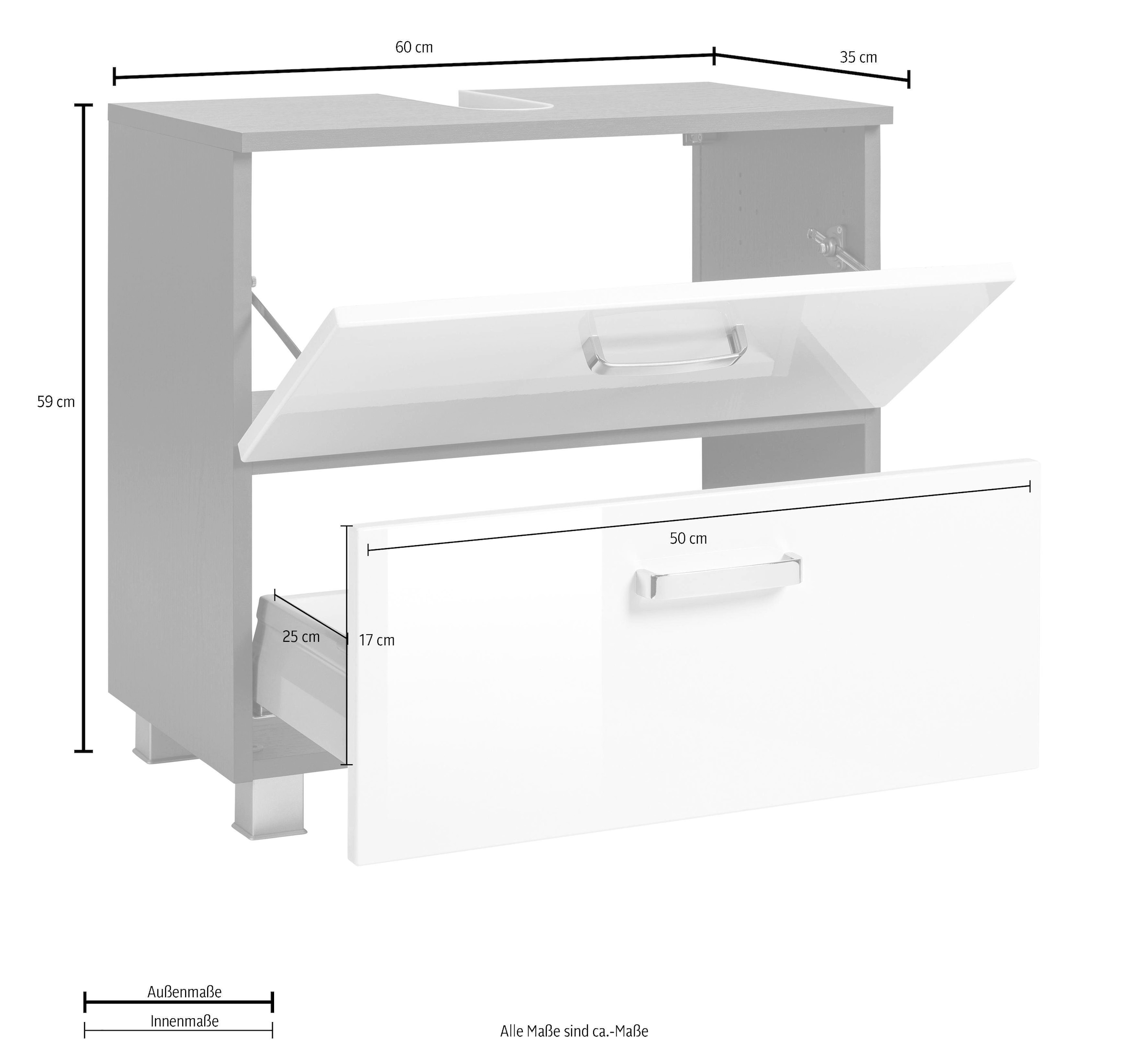 welltime Waschbeckenunterschrank »Ravenna«, Breite 60 cm, mit Soft-Close-Funktion