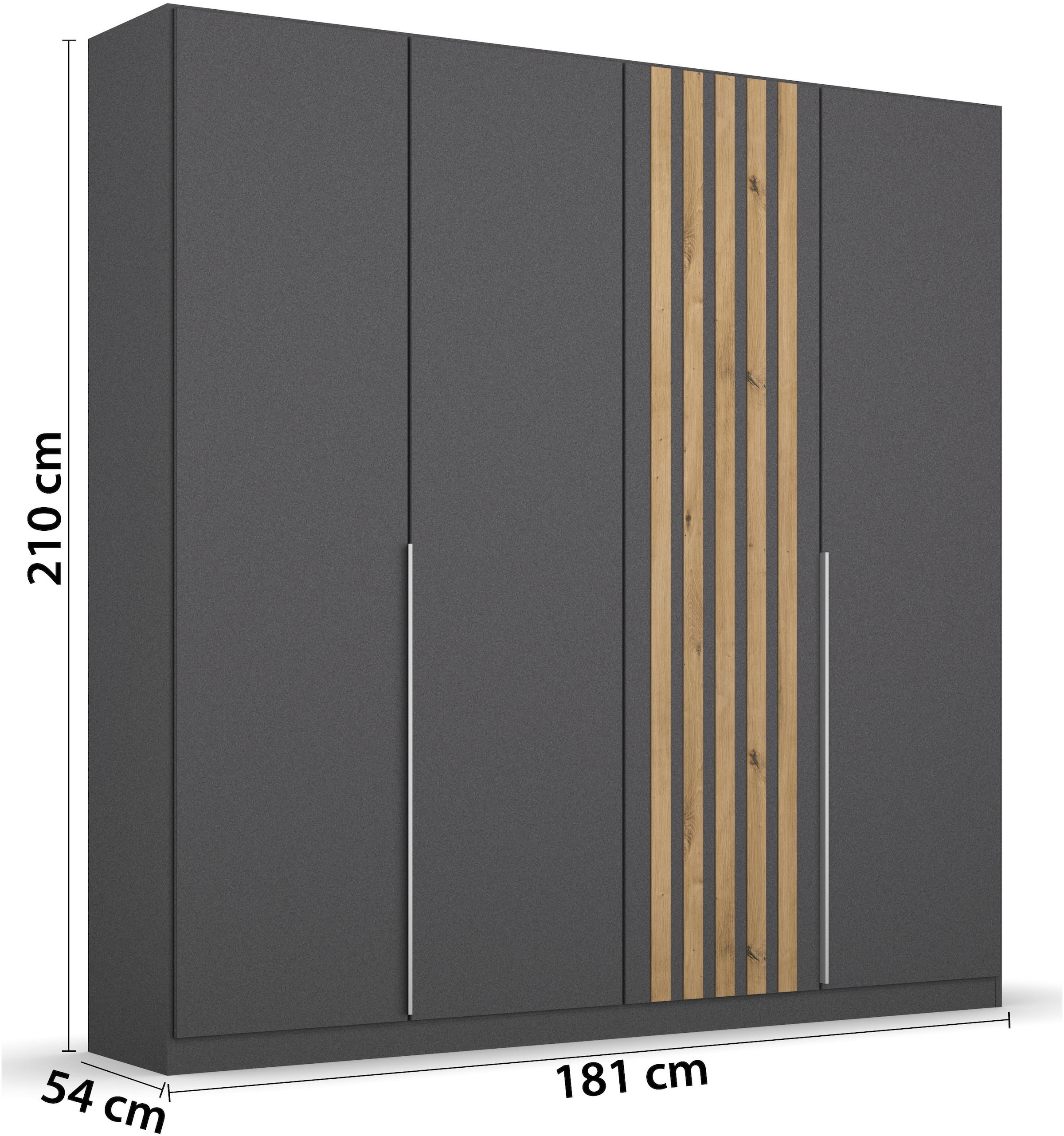 rauch Drehtürenschrank »Kleiderschrank Schrank Garderobe Wäscheschrank Schlafzimmer LAMELLA« Breiten 181/226/271 cm in 3 Ausstattungen BASIC/CLASSIC/PREMIUM,  elegante Lamellen-Auflage in 3D Akustikpaneel Optik MADE IN GERMANY