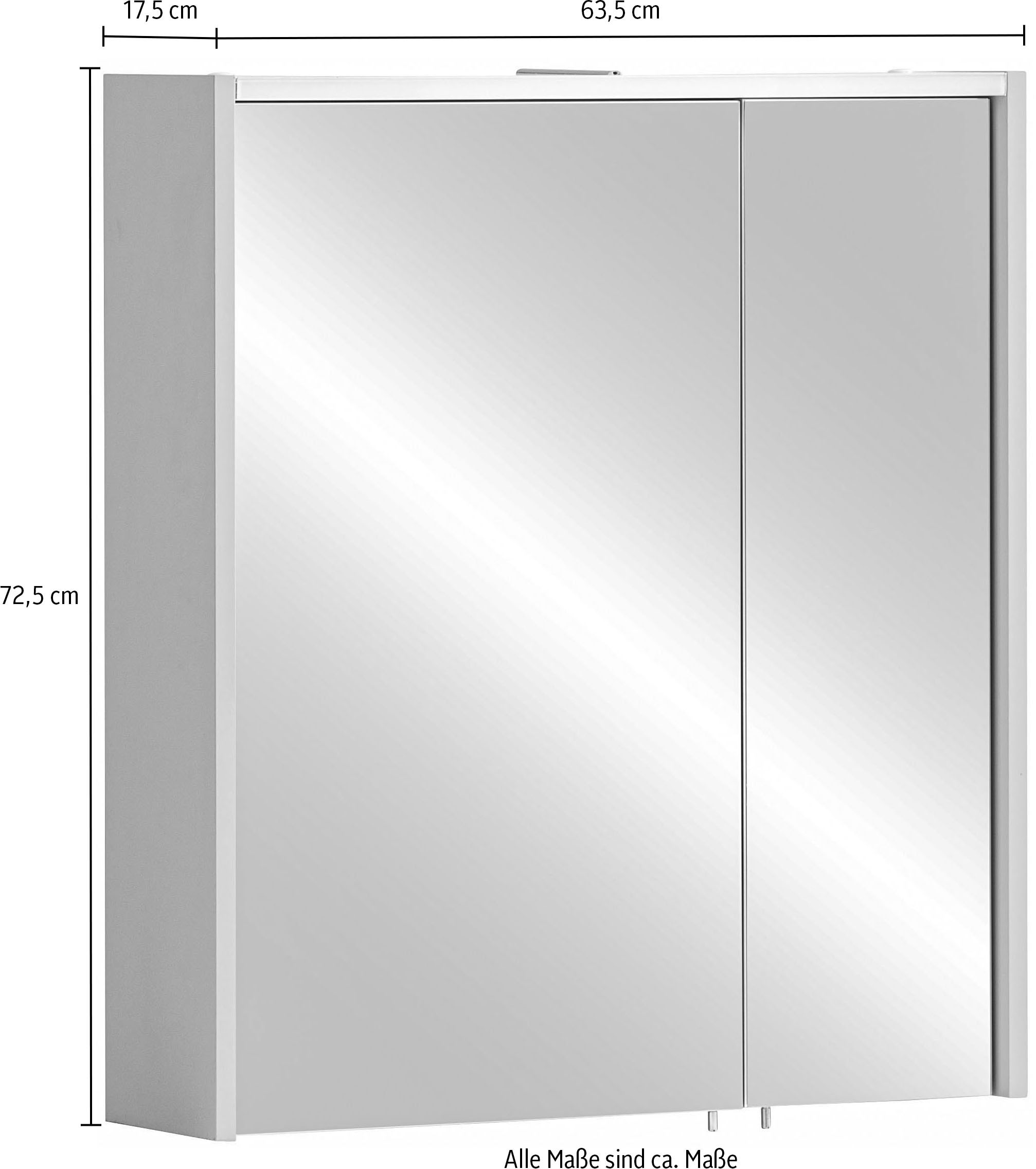 Schildmeyer Spiegelschrank »Smash, Breite 63 cm«, Apricot Dekor, inkl. LED-Beleuchtung und Steckdose
