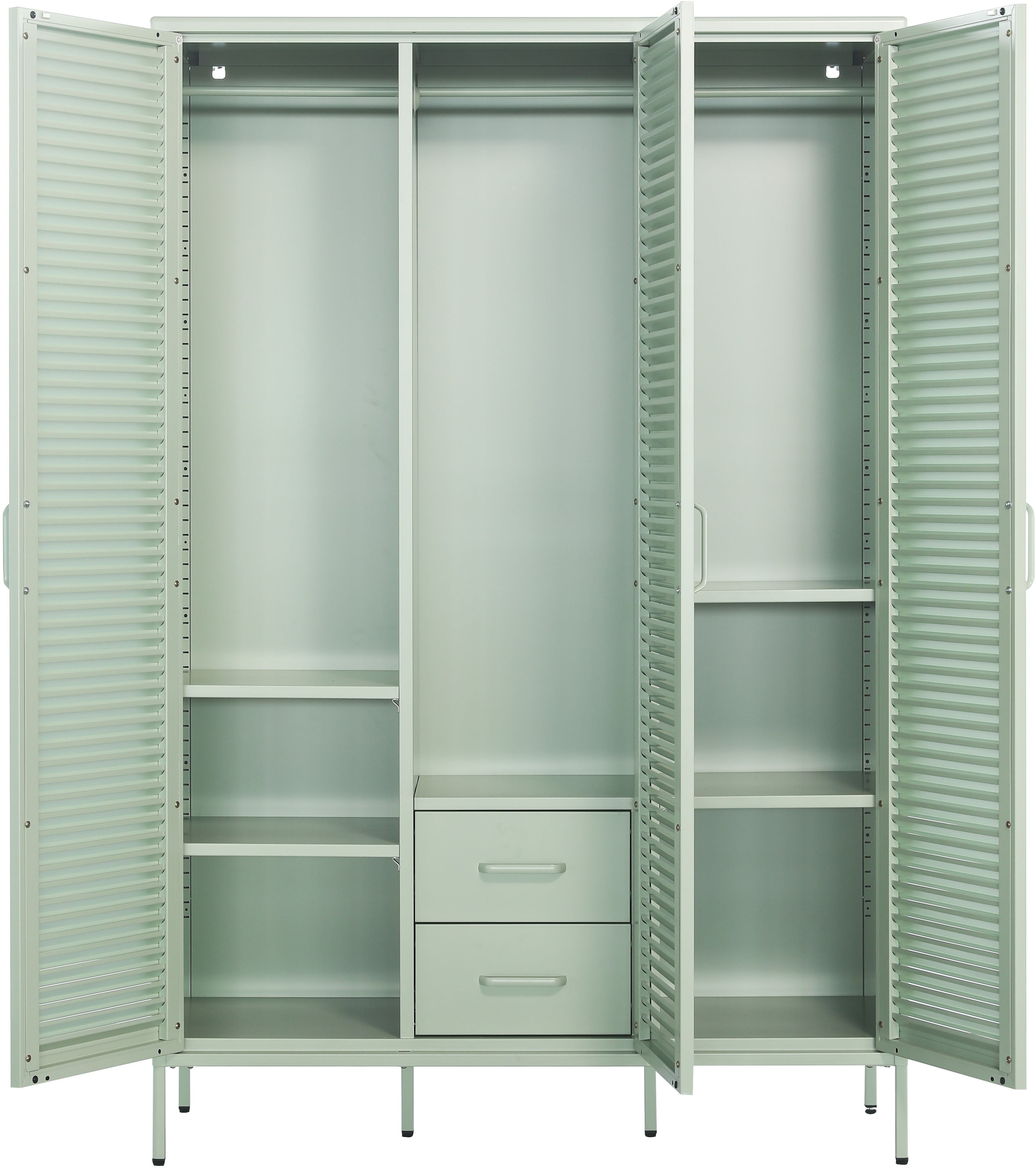 OTTO home Kleiderschrank »GERRON Kleiderschrank Metallschrank Spind« Schlafzimmerschrank mit 3 Türen , grün salbei, Breite 120cm