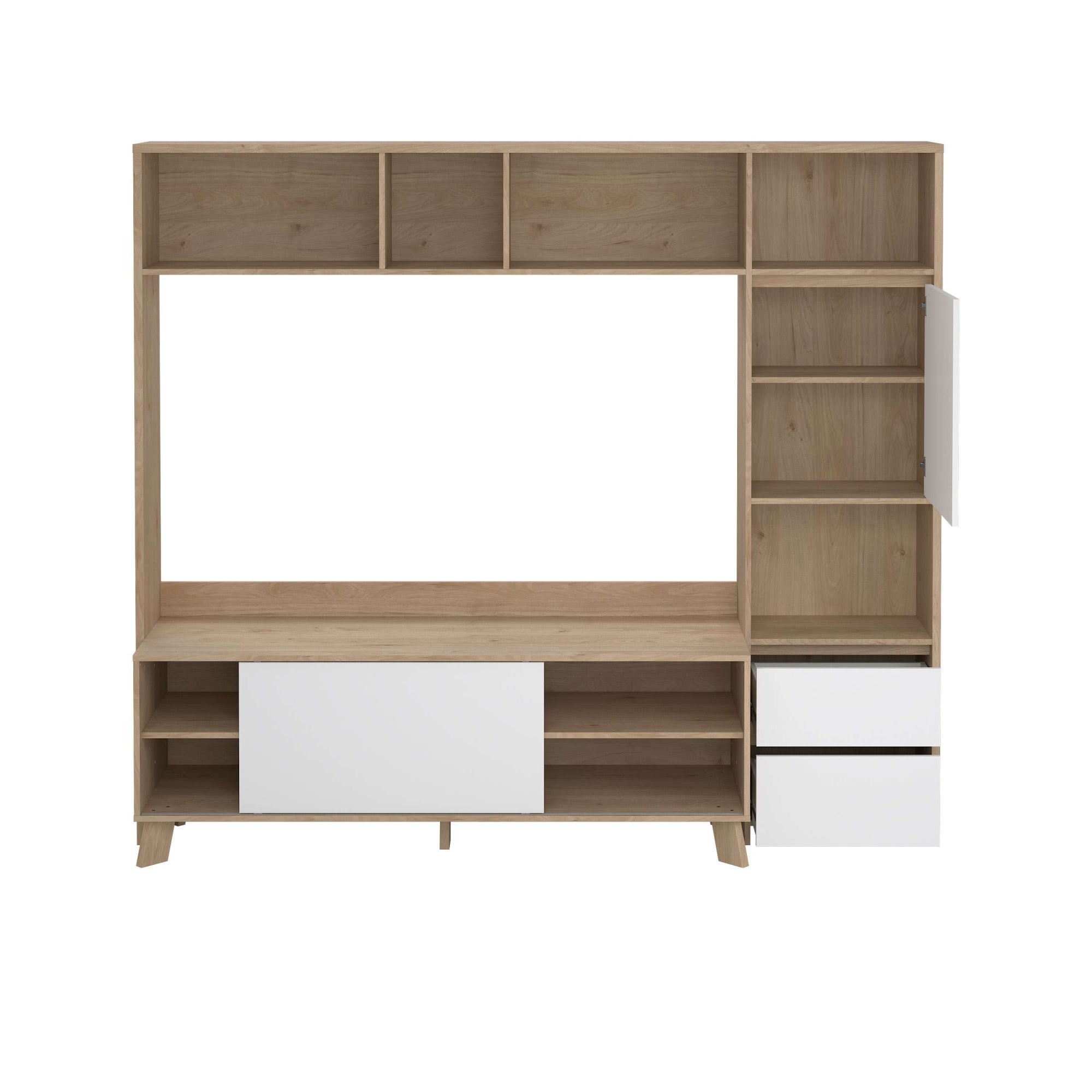 INOSIGN Wohnwand »Next, TV-Wand, TV-Möbel, Wohnwand, Sideboard«, mit Schiebetür und 2 Schubladen, Breite 209 cm, Höhe 182 cm