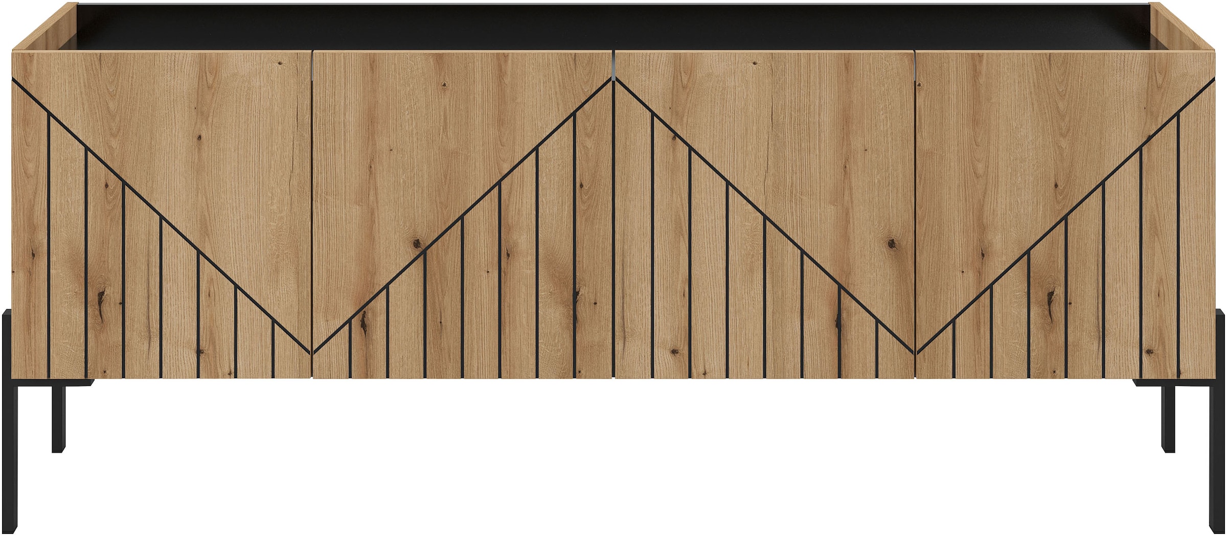 INOSIGN Lowboard »SNETT, Breite: 155cm, mit Metall-Stabfüßen, 4 Türen, 2 Einlegeböden« TV-Lowboard, Mediaschrank, Mediaboard, TV-Schrank, Schrank, Board