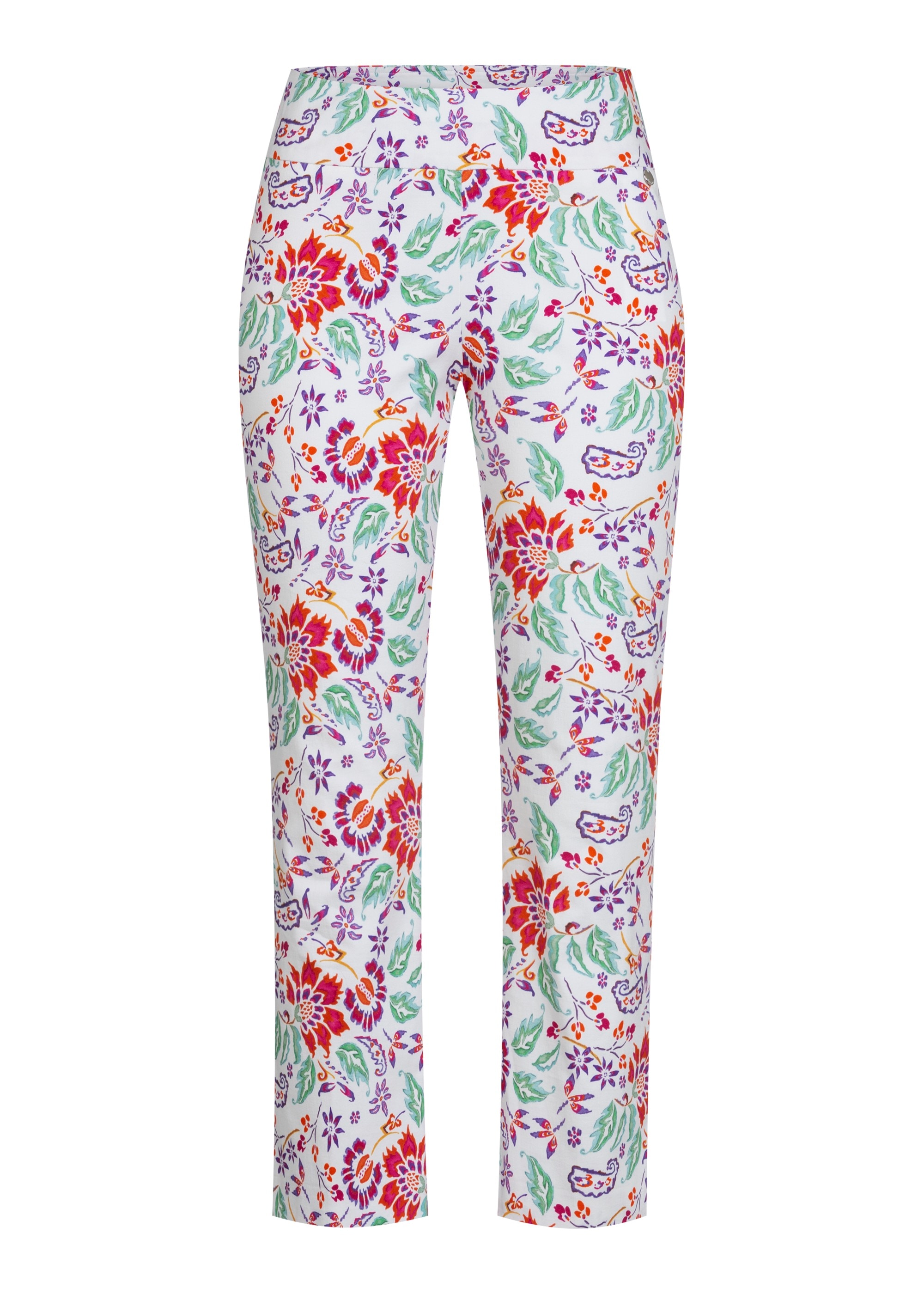 Stehmann Stoffhose, Sommerhose mit floralem Muster, 7/8-Länge mit Gummibund
