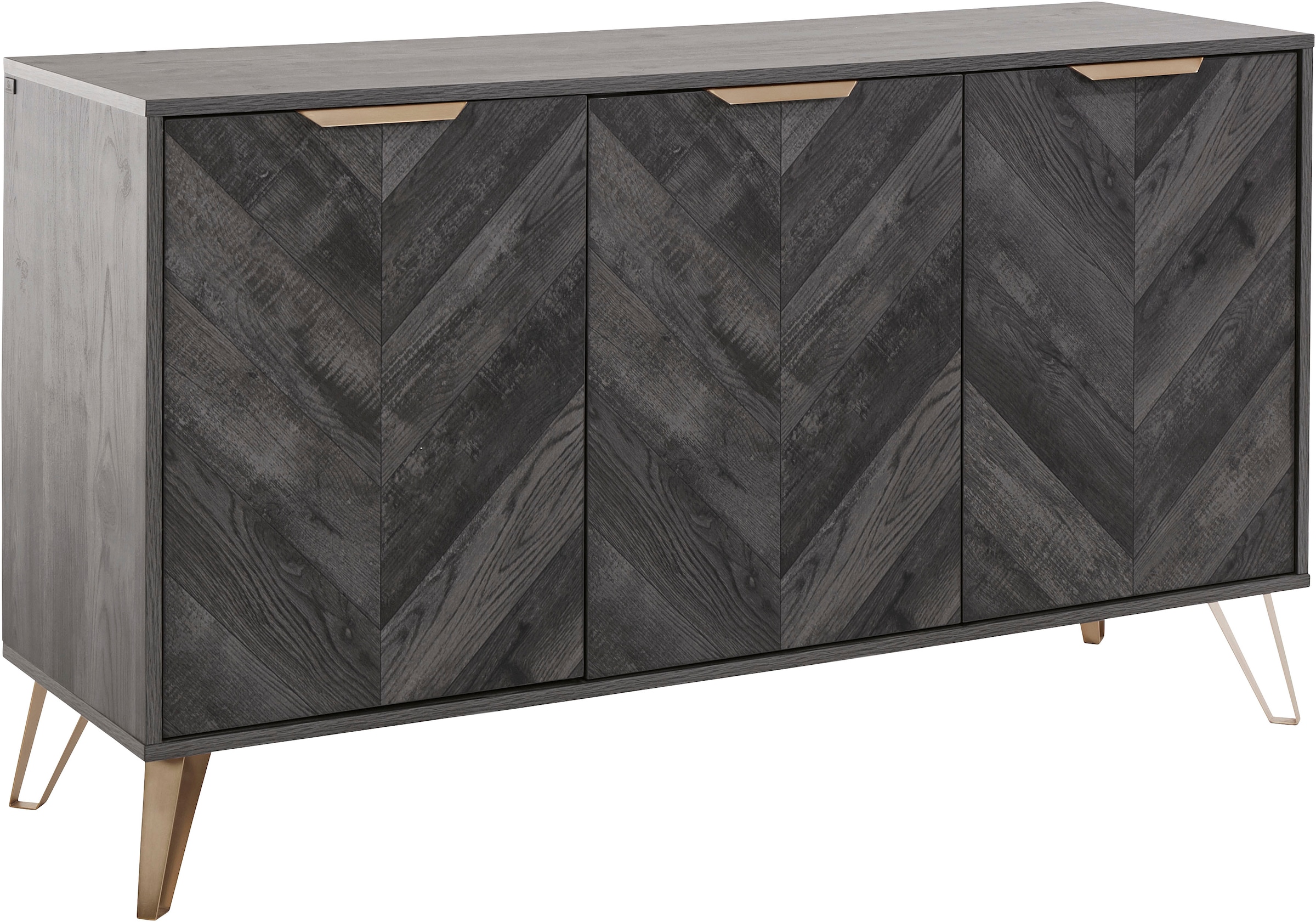Leonique Sideboard »Nanterie«, aus einer edlen Holzoptik, exklusives Fischgrätenmuster, Breite 133 cm