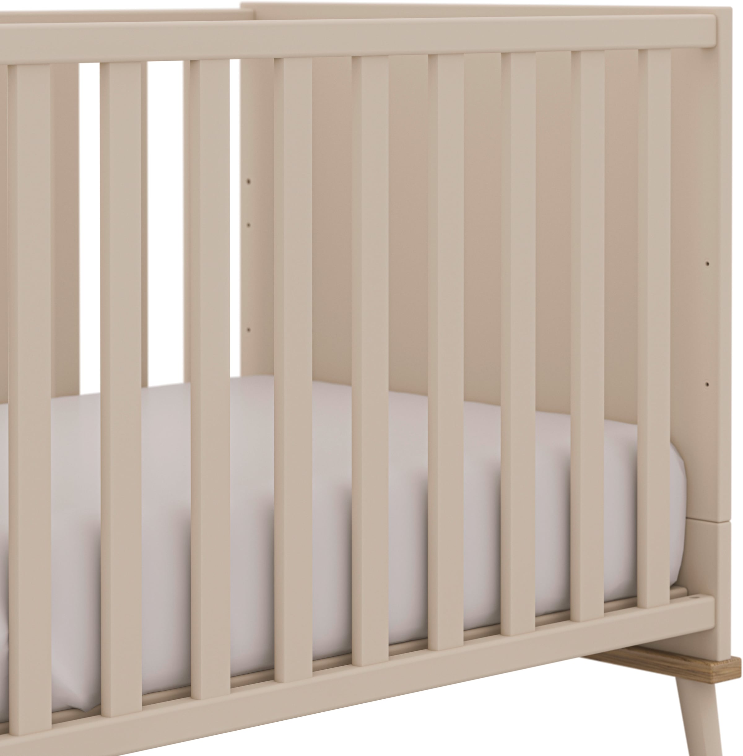 YUNY by PAIDI Babybett »HAZEL 70x140cm in Beige, umbaubares Kinderbett mit Massivholz« Gitterbett 4-fach höhenverstellbar, entnehmbare Sprossen, Juniorbett