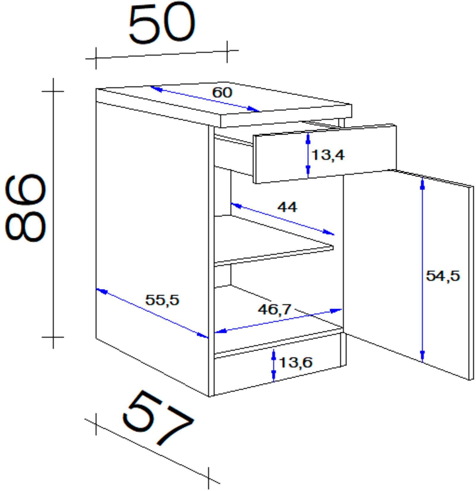 Flex-Well Unterschrank »Nepal«, 85/86 (B bestellen Rechnung H T) auf 50 60 x cm x x x