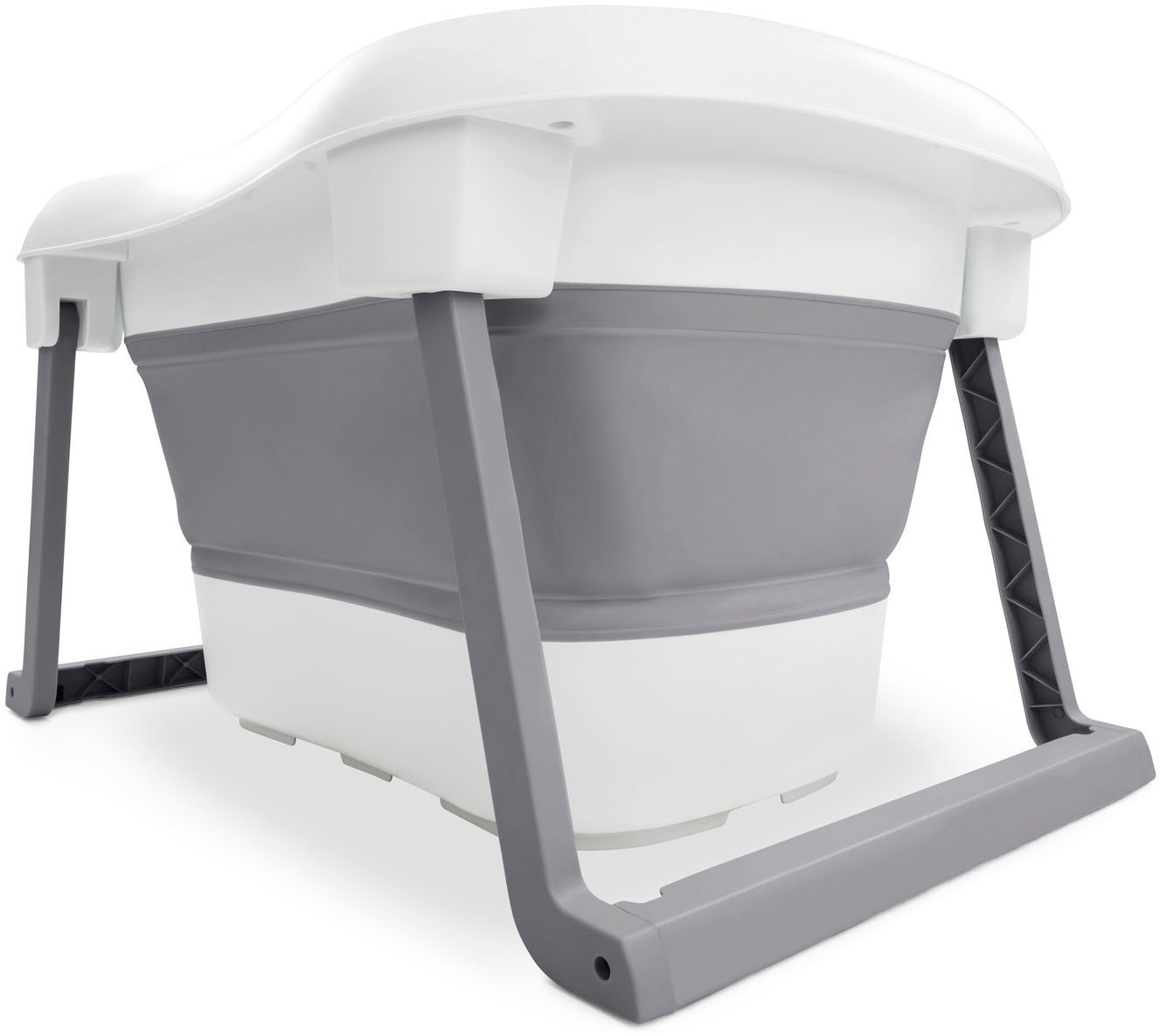 Hauck Babybadewanne »Wash N Fold L, White/Stone« Höhe 44 cm Standbeine | wärmeempfindlicher Ablaufstopfen | zusammenfaltbar Faltbadewanne mit Wassertemperaturmessung am Ablaufstopfen