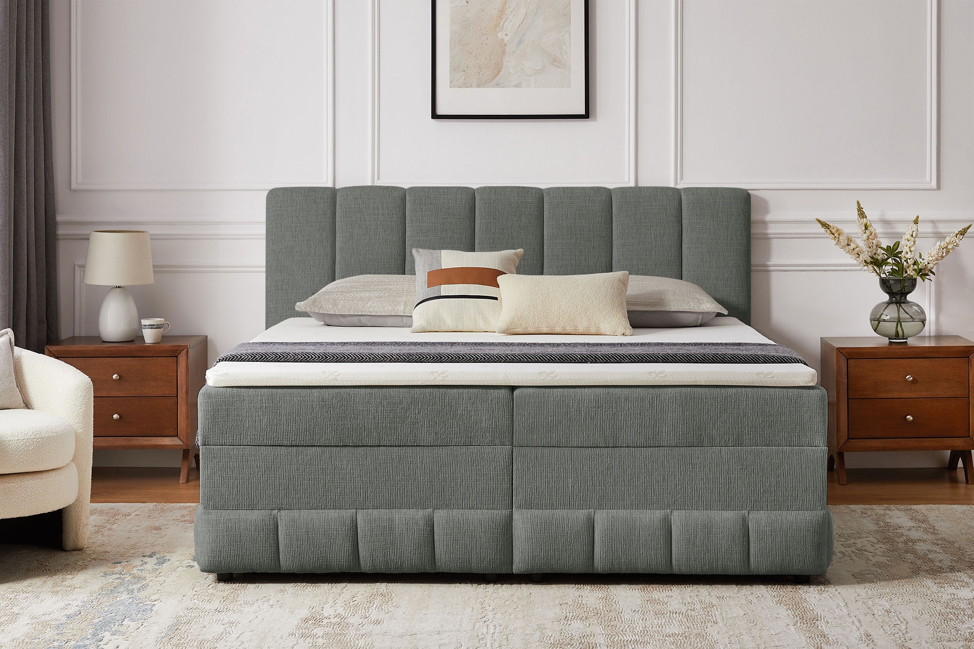 OTTO home Boxbett »Likely inkl. Bettkasten, Liegefläche 180x200 cm, in Boxspring-Optik«, inkl. Topper, erhältlich in verschiedenen Farben