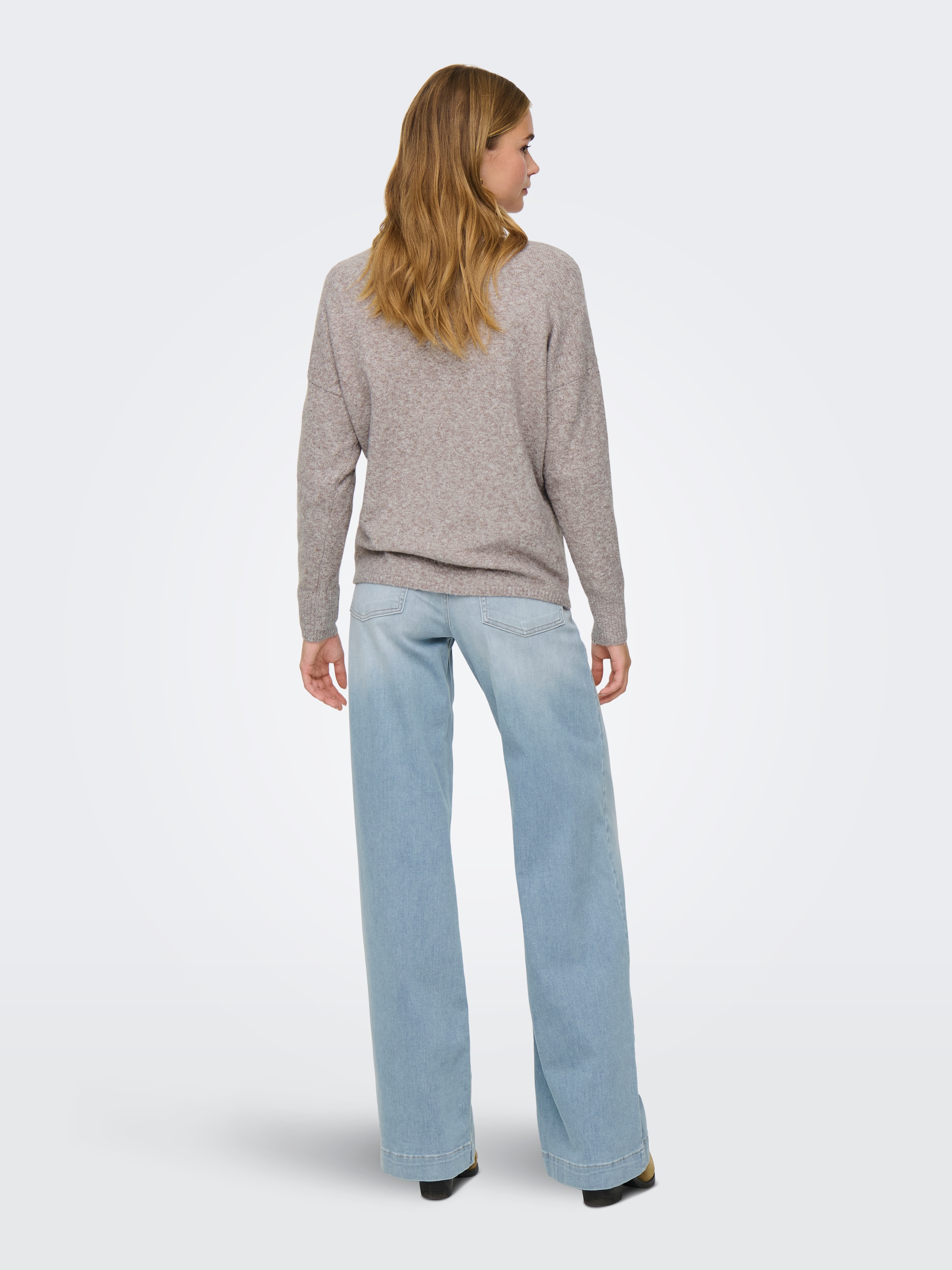 ONLY »ONLRICA LIFE L/S V-NECK PULLO KNT NOOS« Materialmix, regular fit