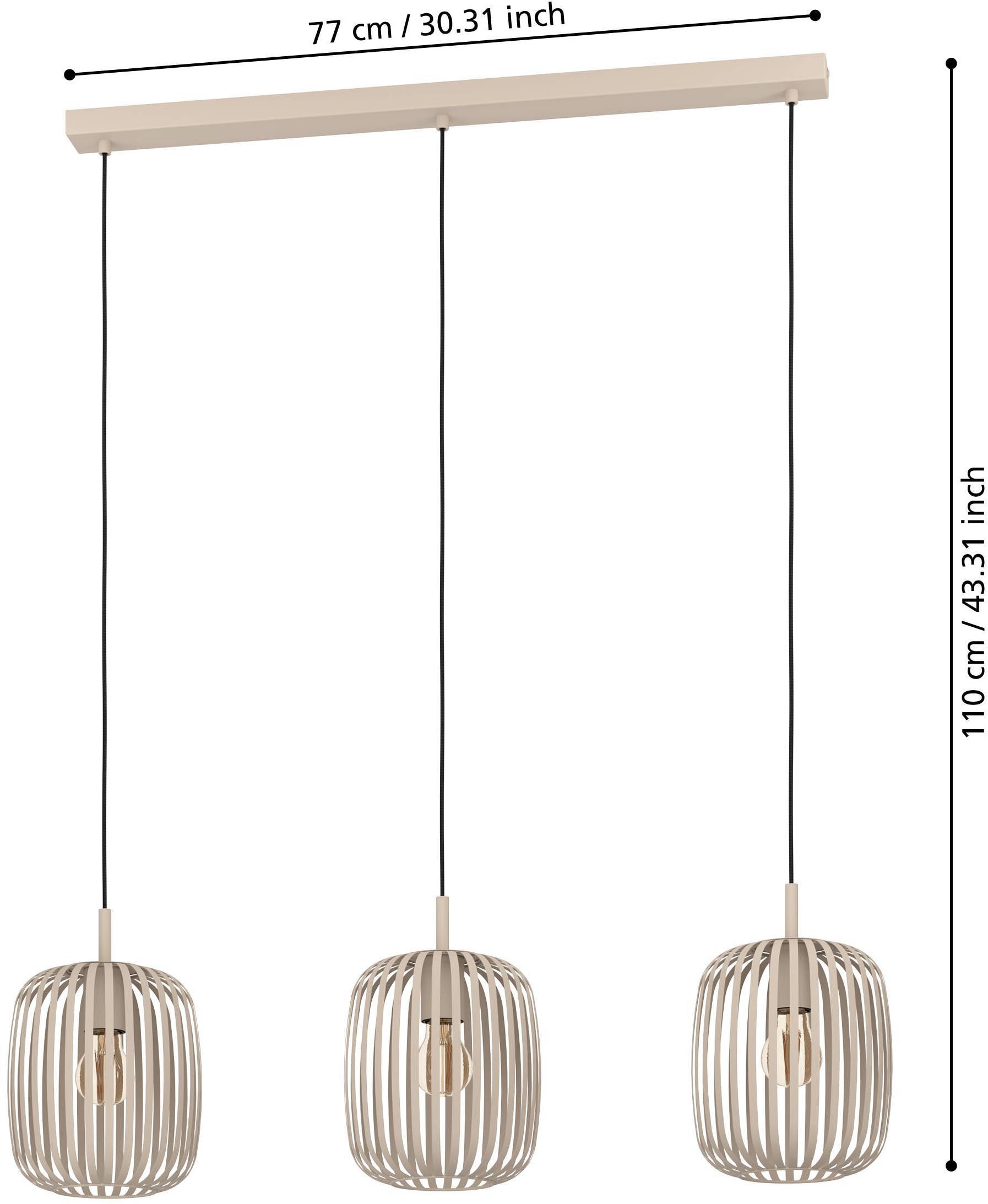 EGLO Pendelleuchte »Hängeleuchte ROMAZZINA, exkl. E27, Stahl, Pendellampe« E27 Esszimmerlampe, 90x20x110cm, 3-flammig, modern, minimalistisch,