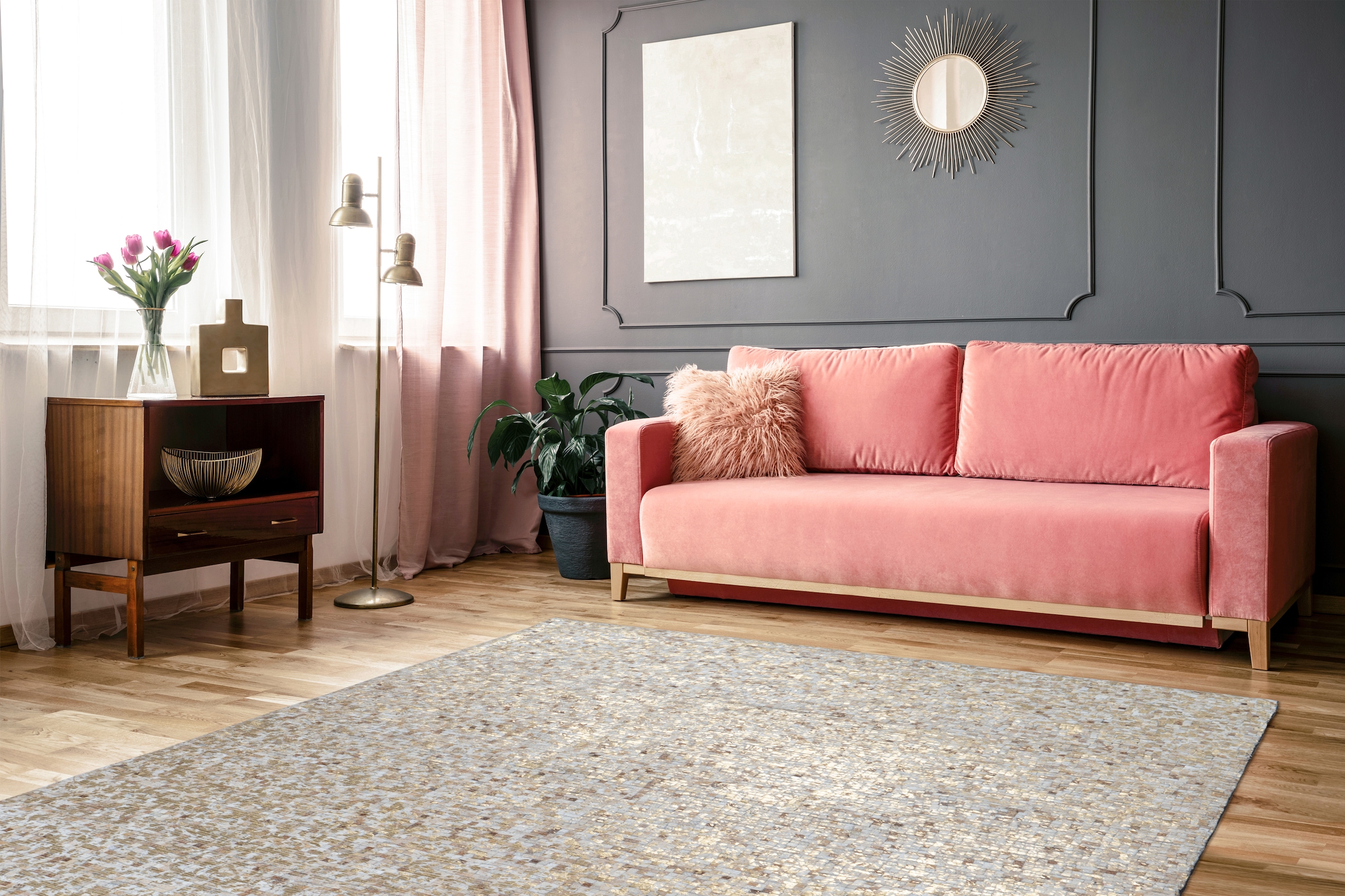 Arte Espina Teppich »Finish 100«, natürlicher Lederteppich,mit glänzender Metallic-Farbe,Rücken aus Filz