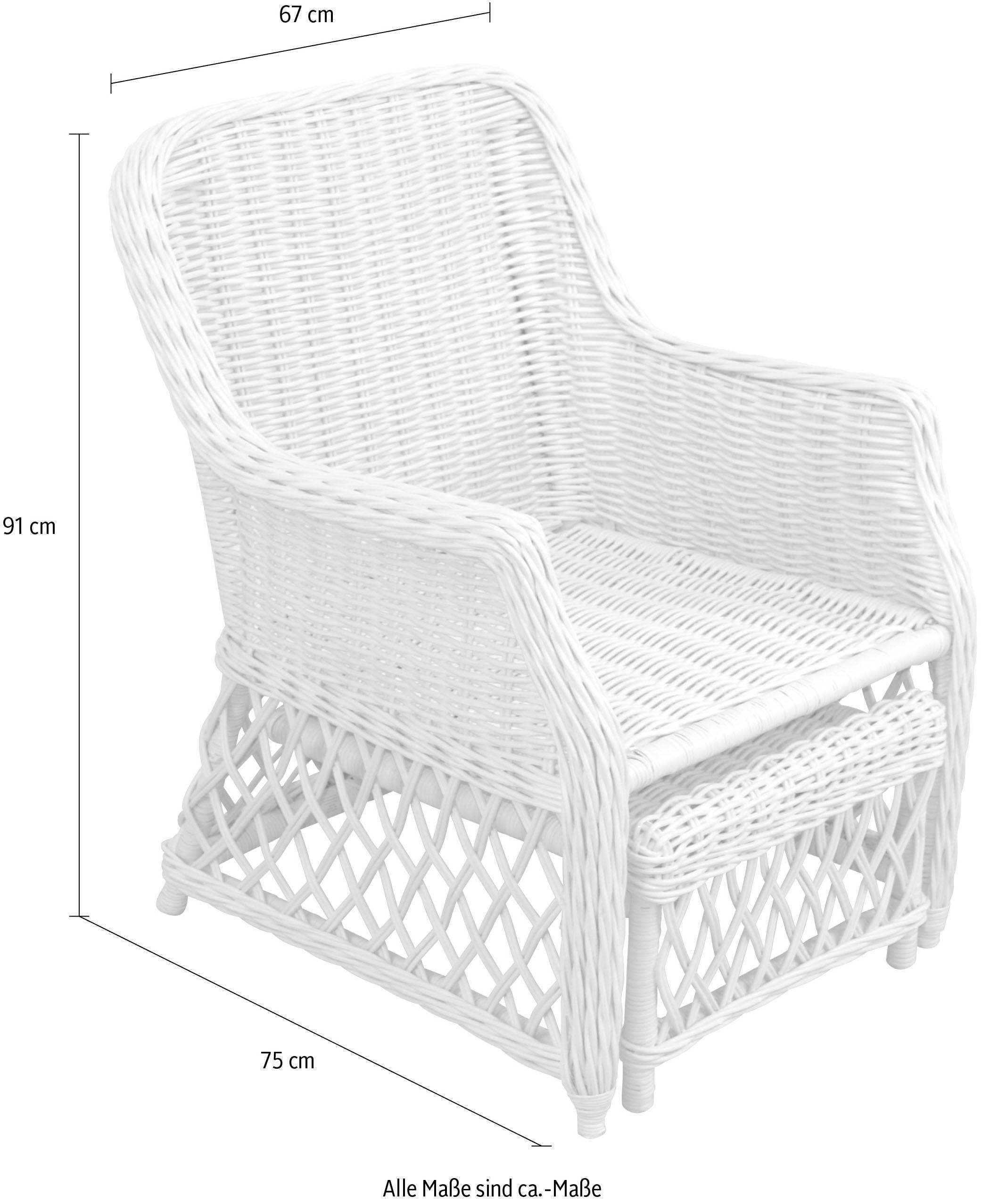 Home affaire Rattanstuhl, Handarbeit, Maße (B/T/H): (67/75/91) bequem  kaufen