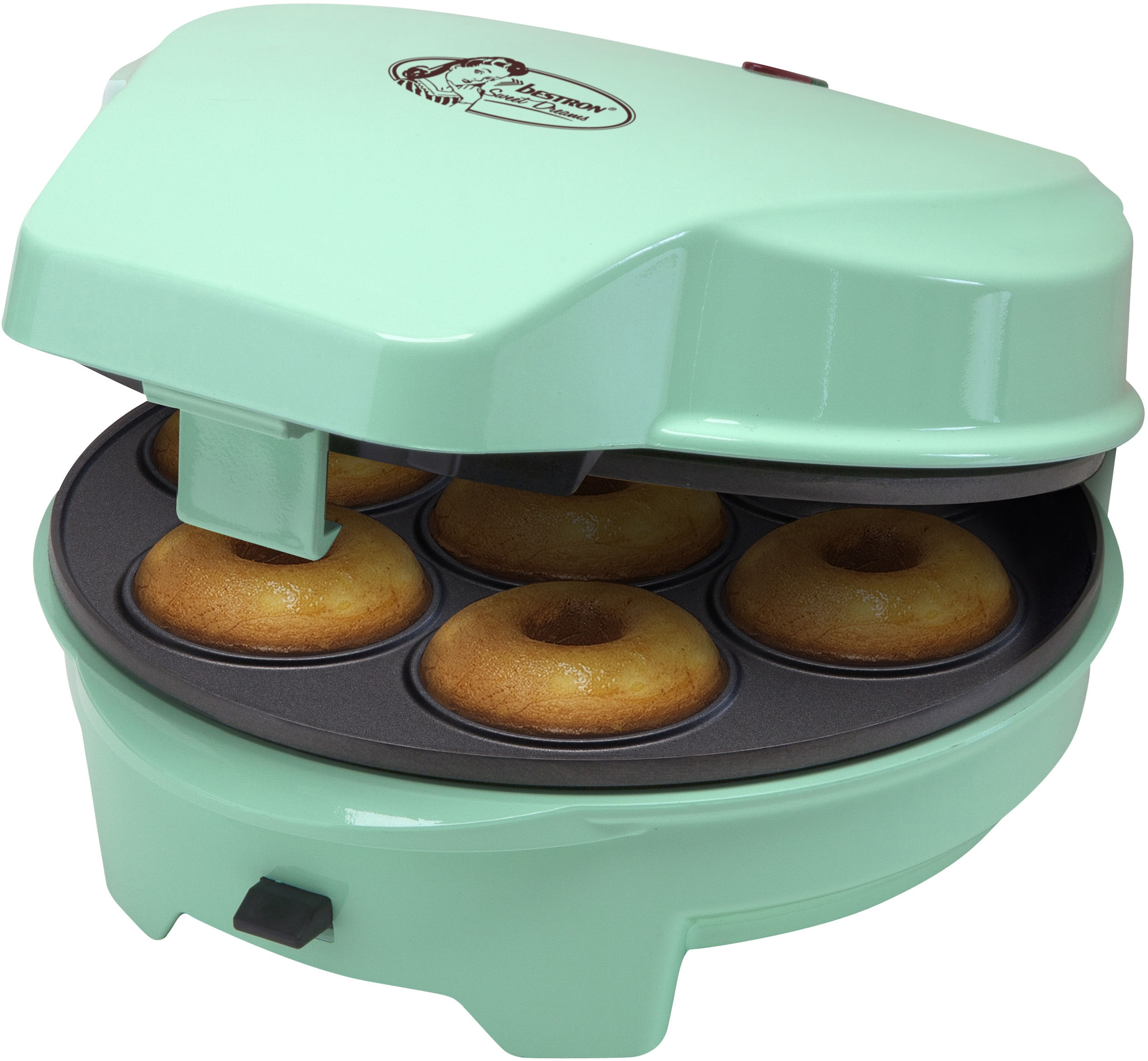 bestron Muffin-Maker »ASW238 mint Sweet Dreams«, 700 W, Retro Design, mit 3 auswechselbaren Backplatten, antihaftbeschichtet