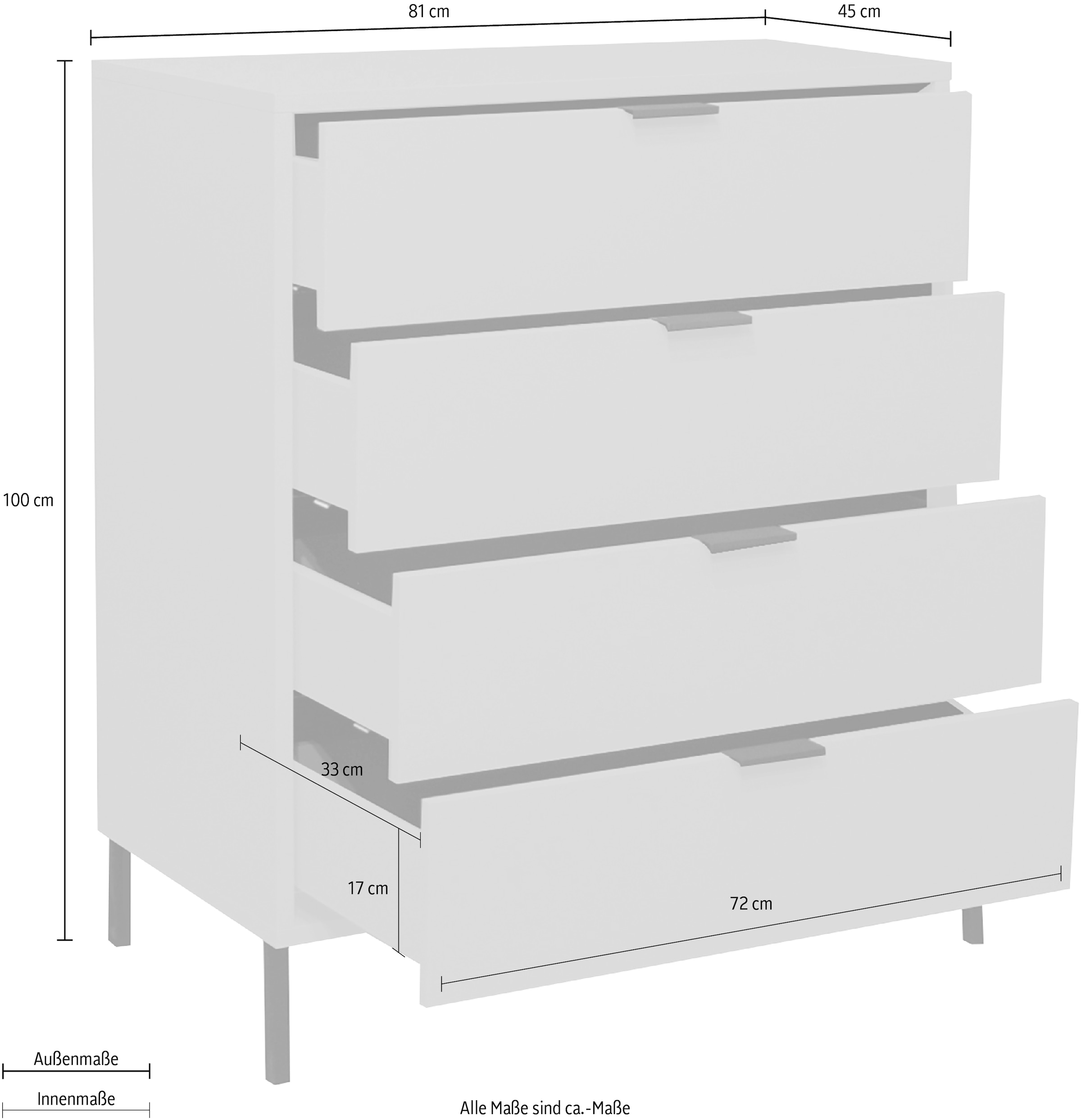 bestellen Quadratgestell Kommode Breite »Bonnie«, 81 cm Mäusbacher bequem mit