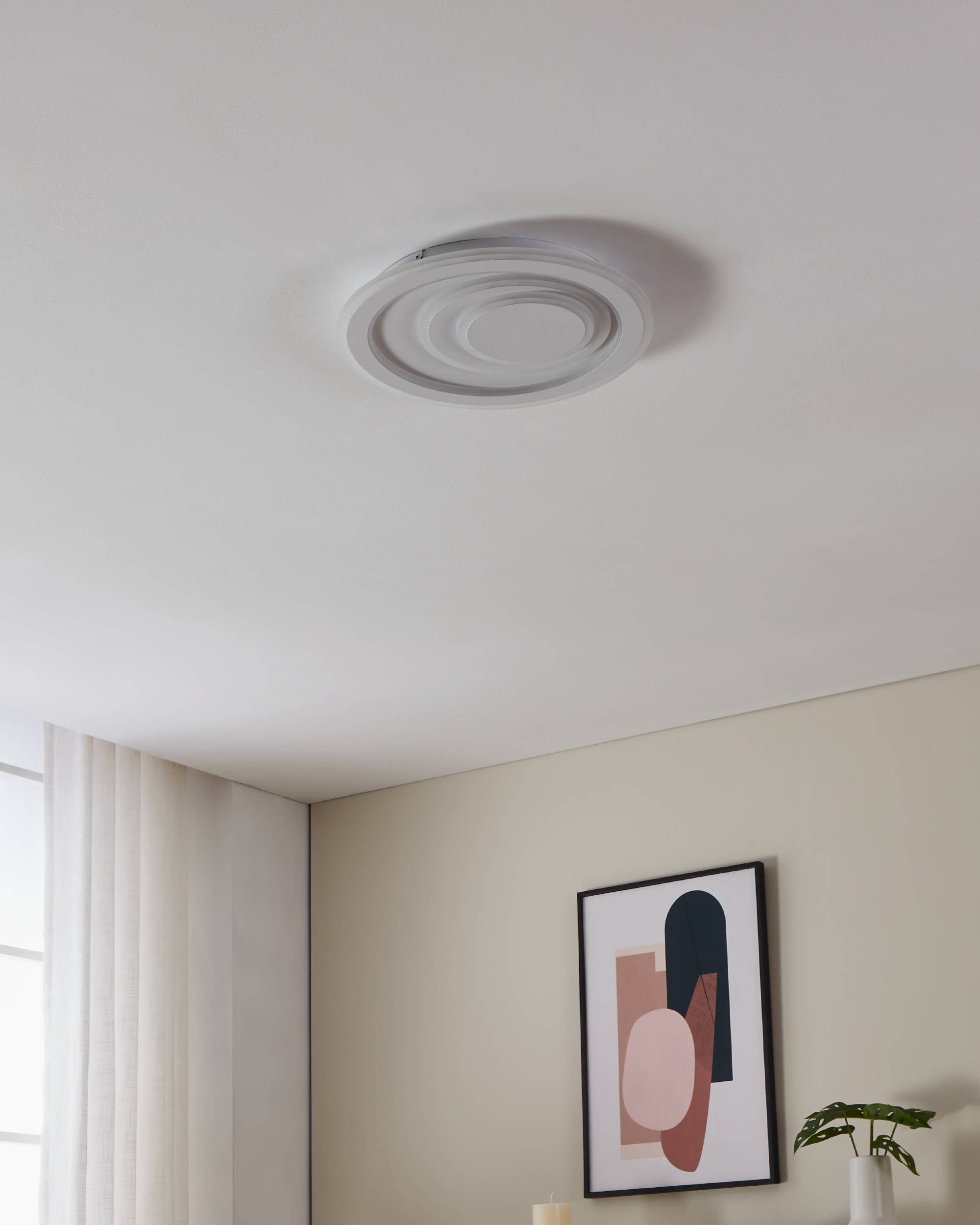 EGLO Deckenleuchte »Palagiano Deckenlampe, Deckenbeleuchtung, Kunststoff, Metall, Lampe« LED-Modul 1 Stk. Neutralweiß Wand-/Deckenleuchte - H5 x Ø38 cm - weiß - 14,7W inkl.