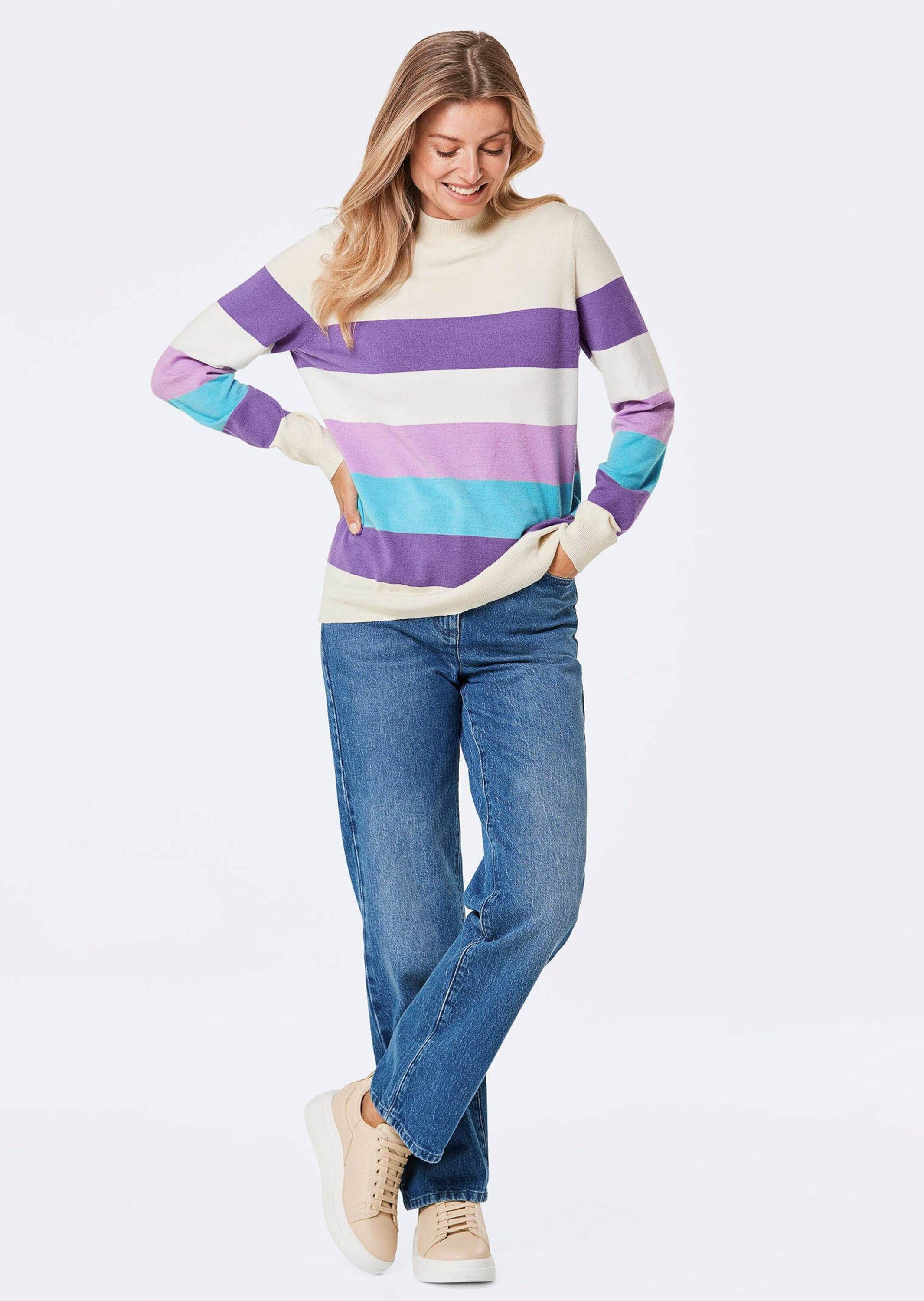 GOLDNER Rundhalspullover »Kurzgröße Strickpullover« Stehbund mit Rippe