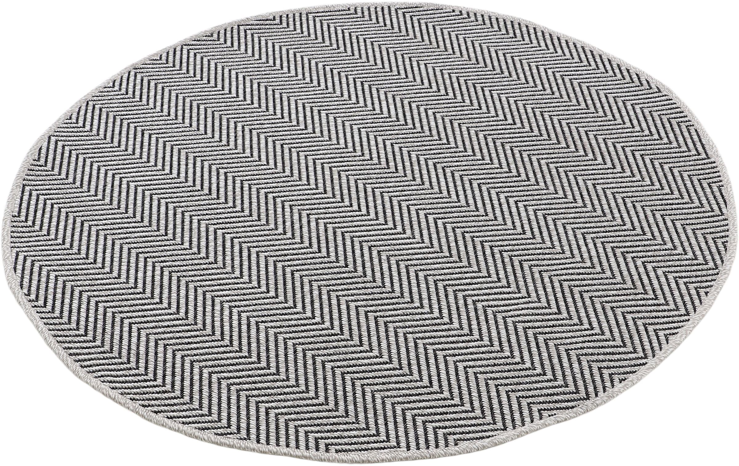 carpetfine Teppich »Boho 106«, rund, 4 mm Höhe, robustes Flachgewebe, Sisal Optik, UV-beständig, Außenbereich