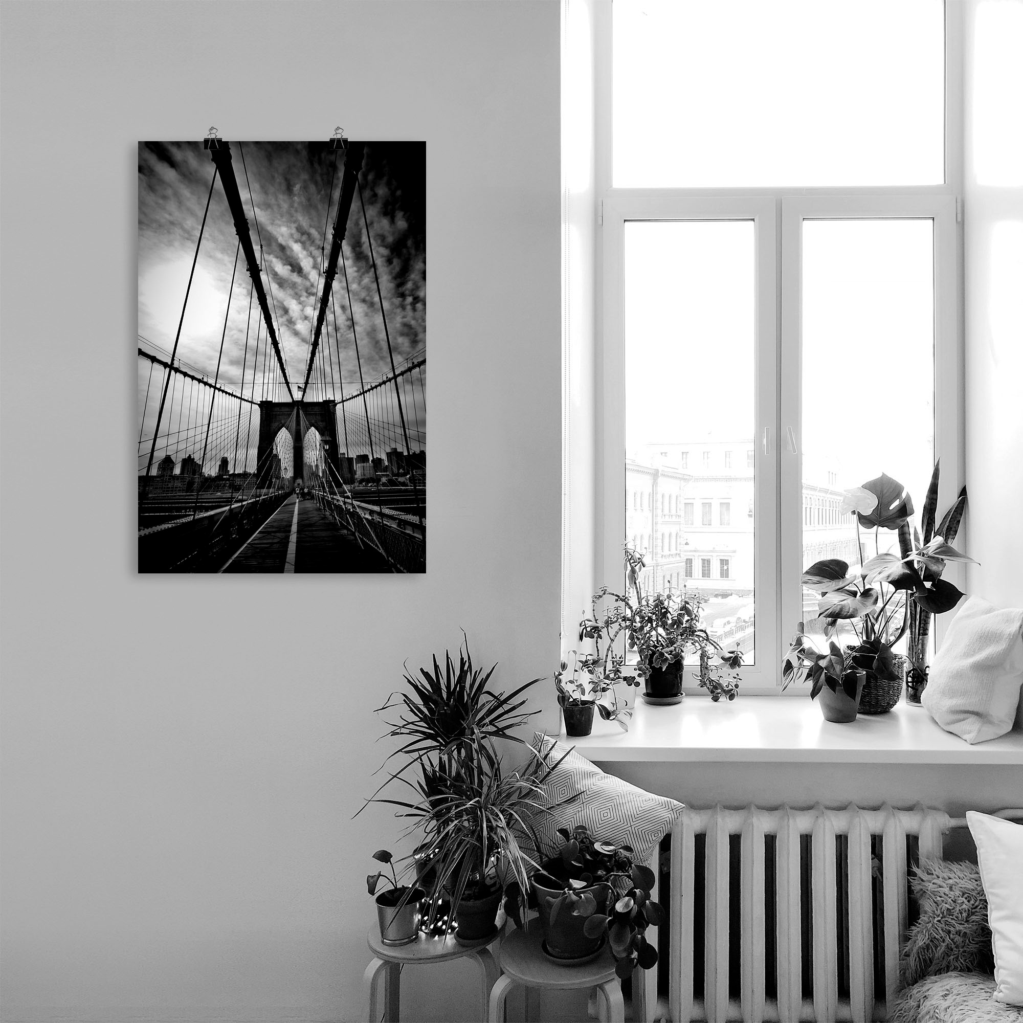 Artland Poster »New York City Mächtige Brooklyn Bridge«, Amerika, (1 St.), als Alubild, Leinwandbild, Wandaufkleber oder Poster in versch. Größen