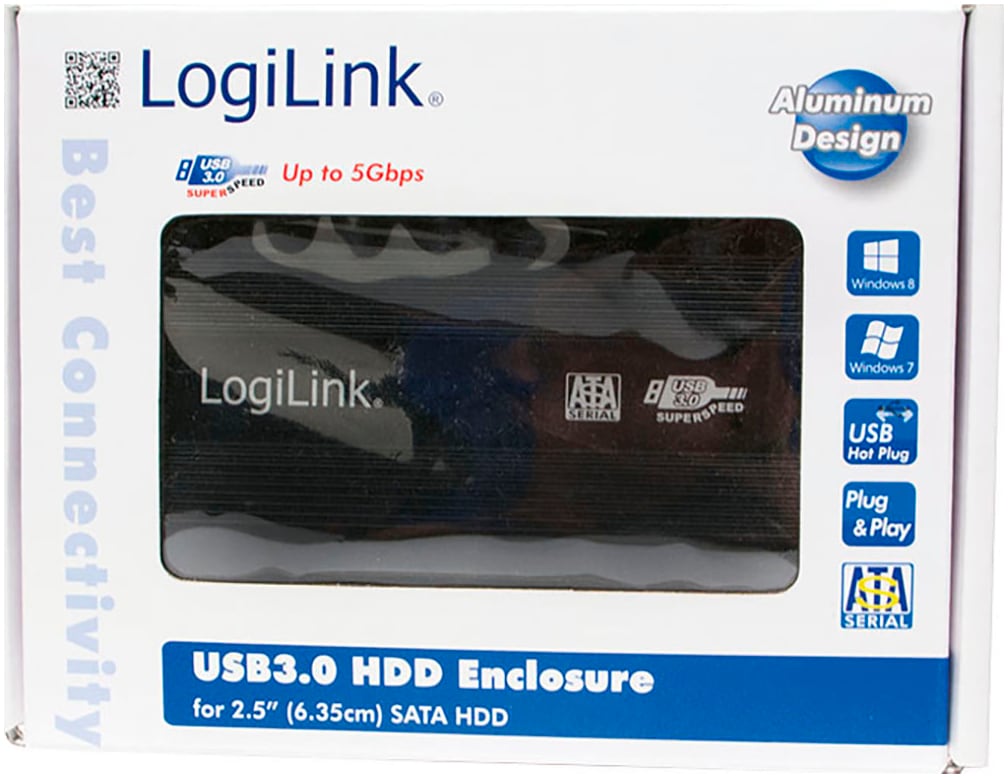 LogiLink HDD-Festplatte »Super Speed USB 3.0 Aluminium-Gehäuse für 2,5'' SATA HDD«, 2,5 Zoll, Anschluss USB 3.2 Gen-1