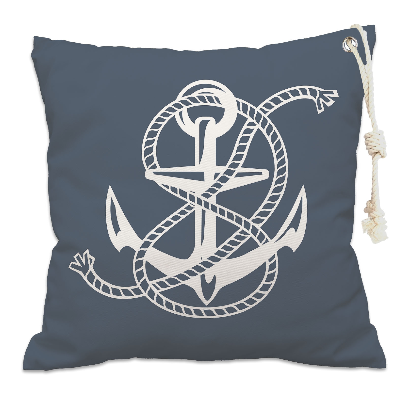 queence Dekokissen »Maritimer Anker Sylt«, Outdoor-Kissen mit Öse und dicker Stoffkordel