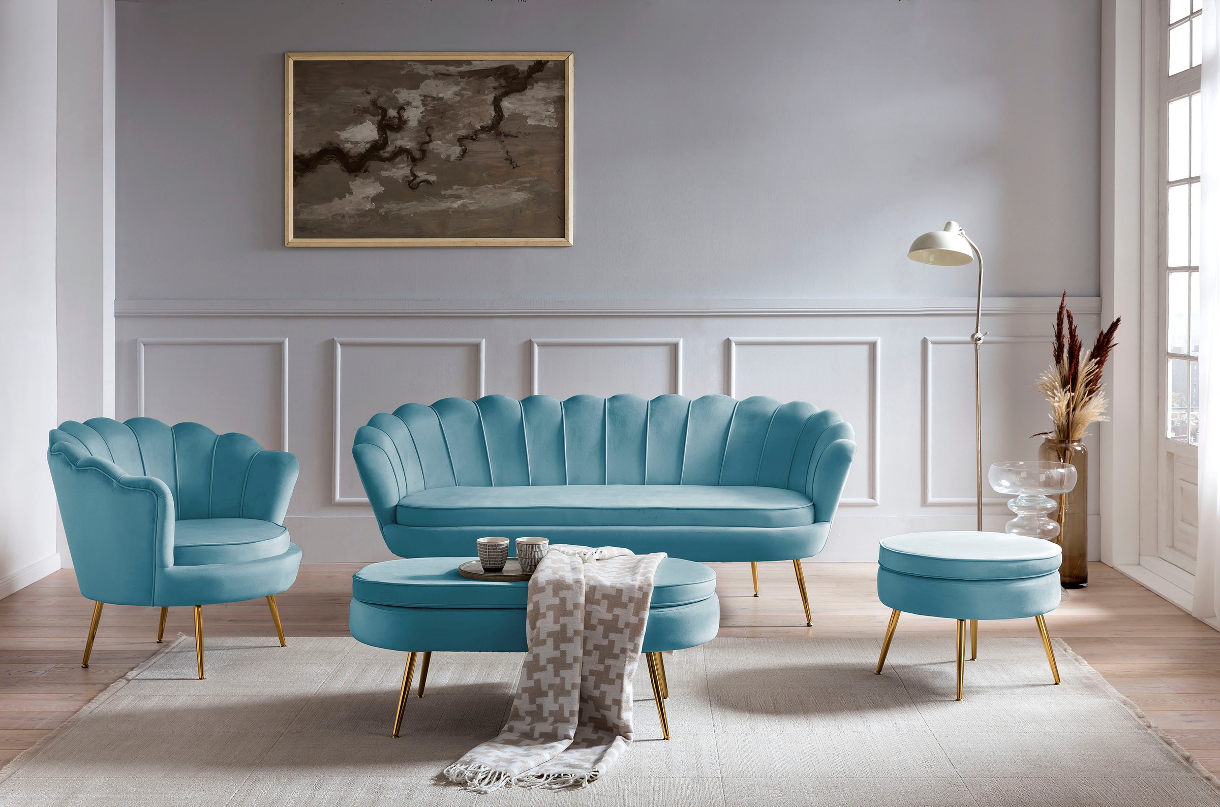 SalesFever Polsterhocker »Clam«, mit hohem Sitzkissen
