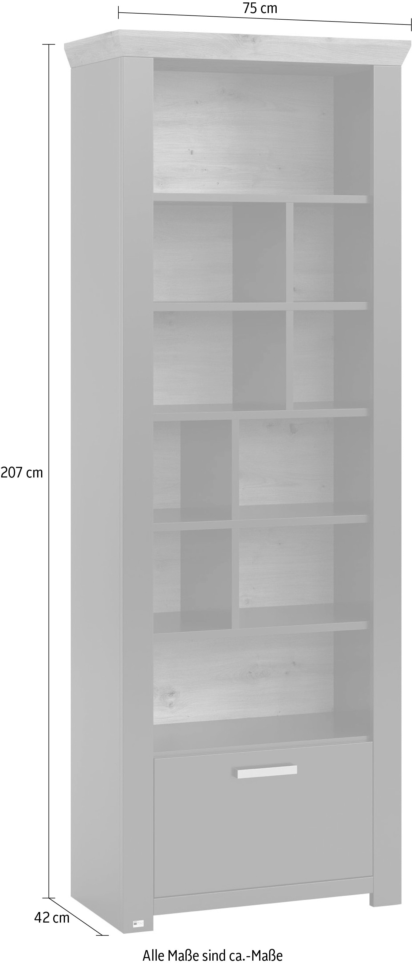 set one by Musterring Regal »York«, Typ 07, offenes Design, Beleuchtung optional, B 75 x H 207 cm