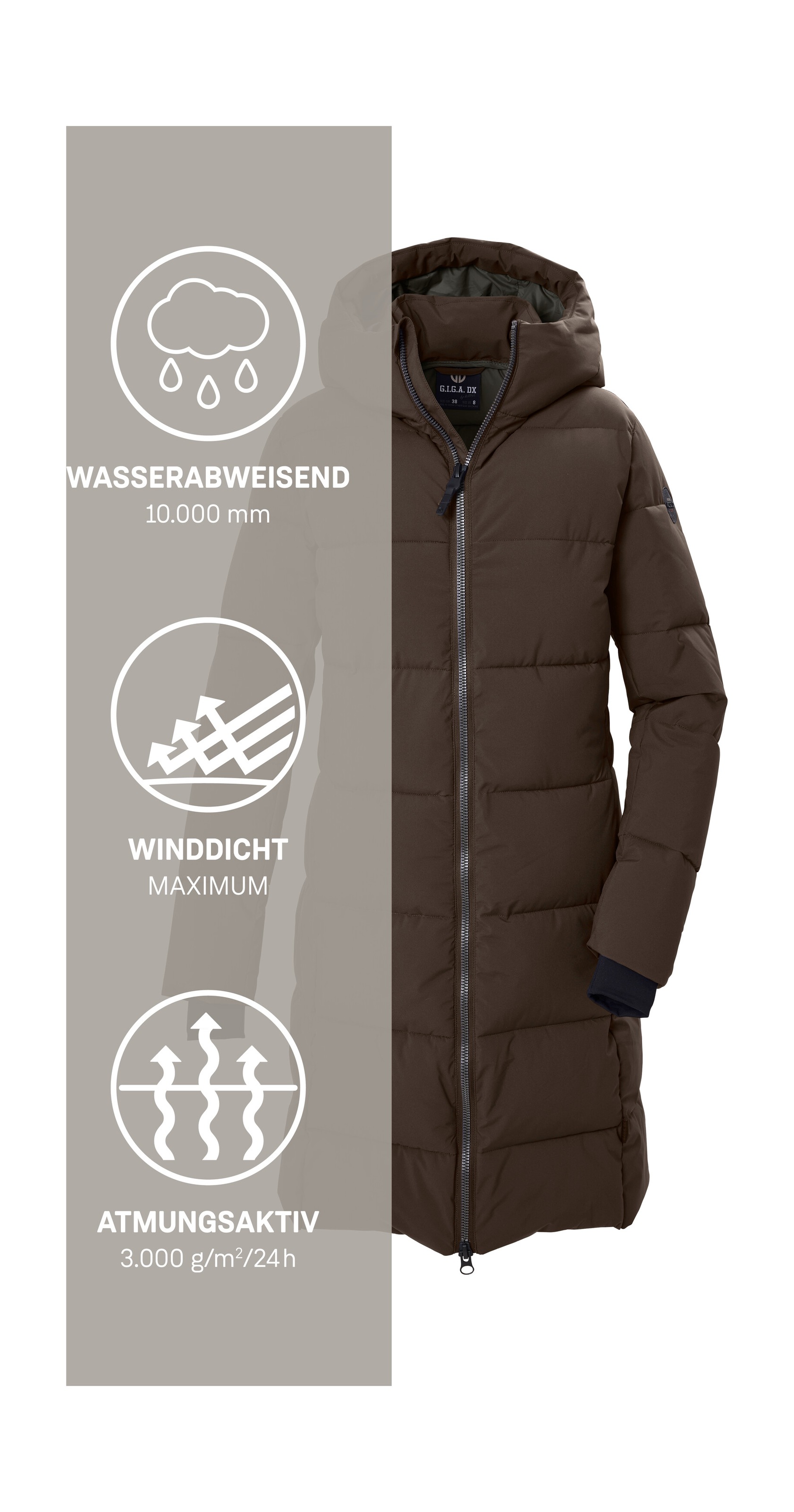 G.I.G.A. DX by killtec »GW 57 WMN QLTD CT« Wasserabweisender Damen Steppmantel mit regulierbarer Kapuze