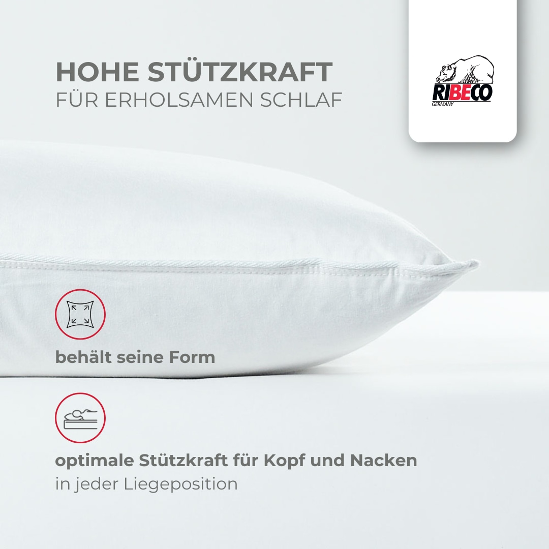 RIBECO Federkissen »Johanna Kopfkissen 1-tlg. oder 2-tlg.: 40x80 cm, 80x80 cm erhältlich!« Füllung: 90Federn10Daunen Bezug: Baumwolle 1 Stk. tlg. Kissen  mit DOWNPASS zertifiziert und Made in Germany