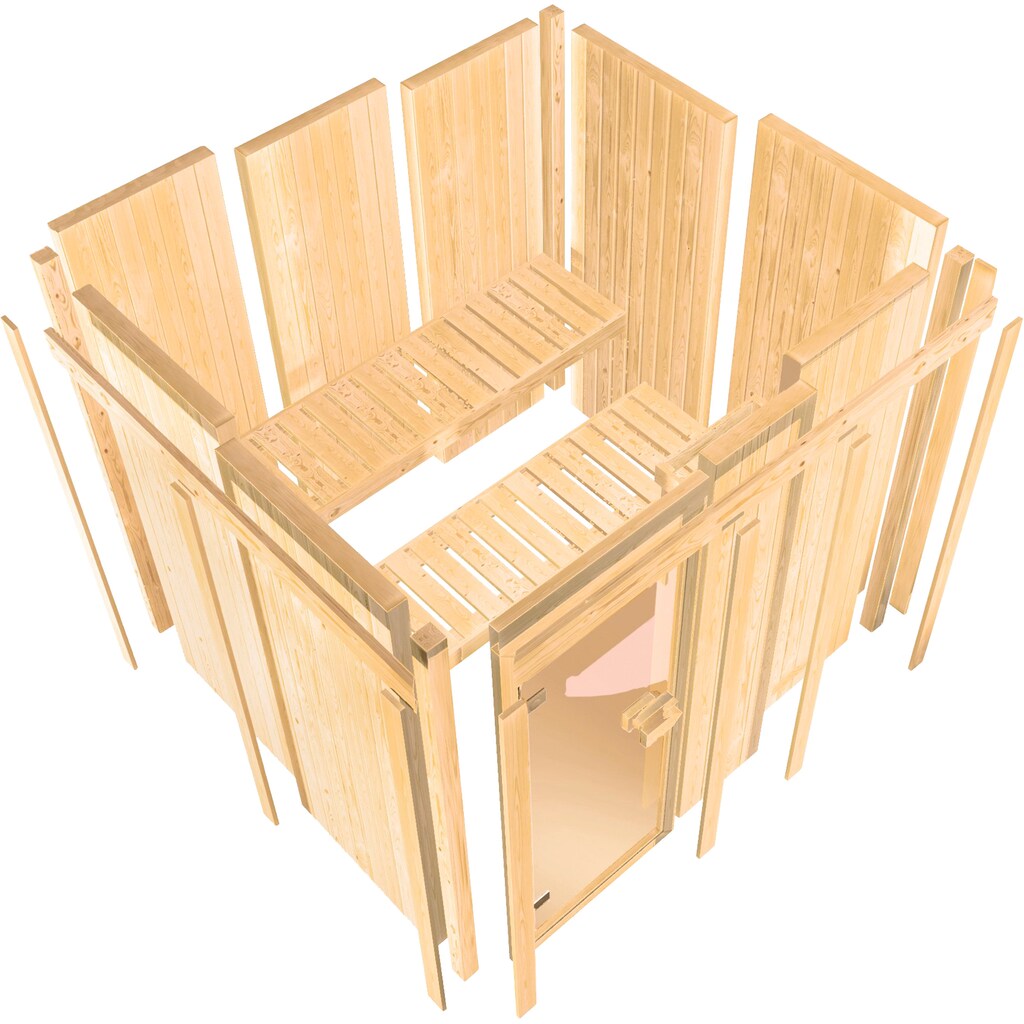 Karibu Sauna »Jarla«, (Set), 9-kW-Bio-Ofen mit externer Steuerung