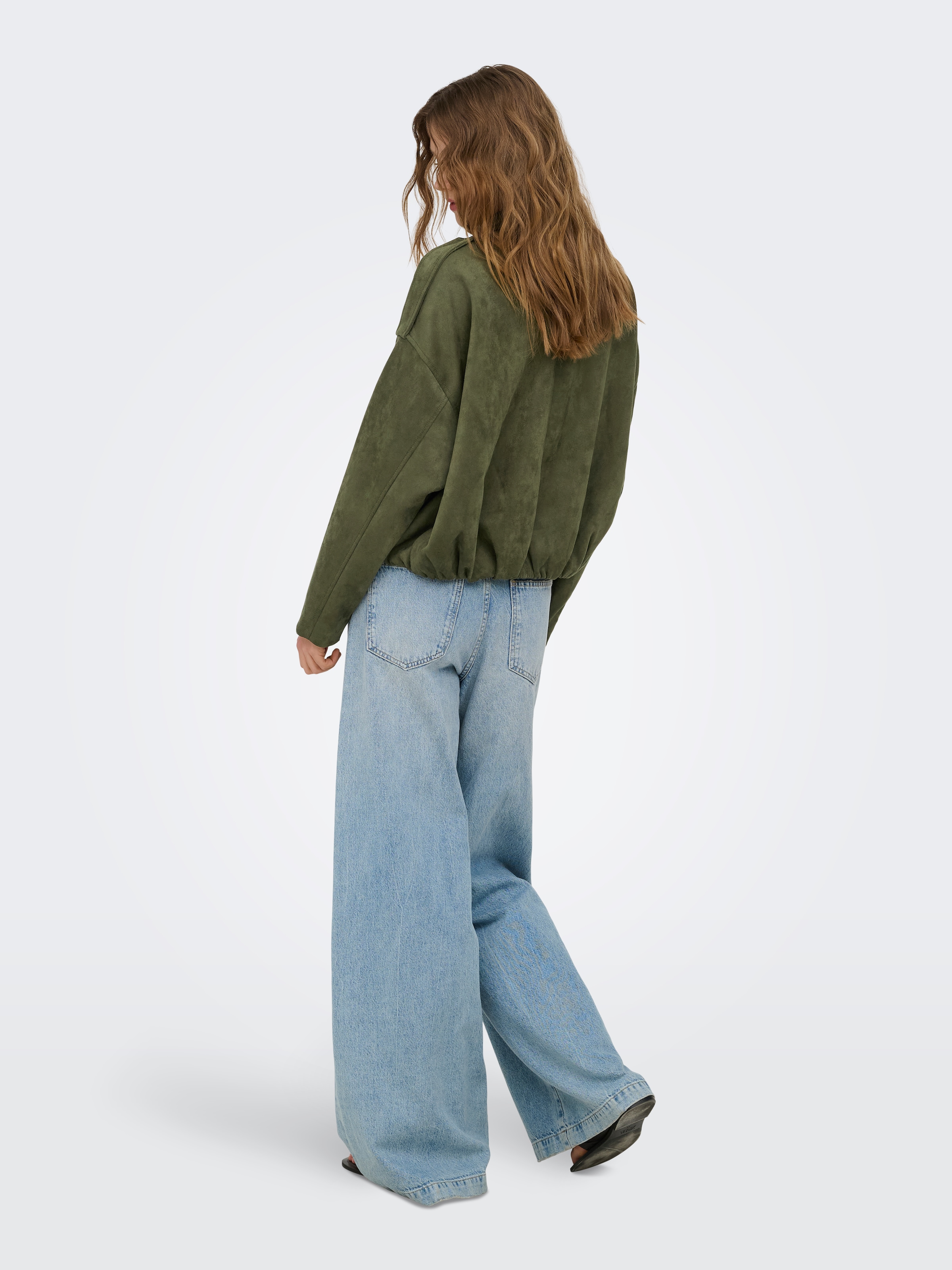 ONLY Blouson »ONLMOON-STINA FAUX SUEDE BOMBER PNT NOOS« Materialmix, Wildlederimitat