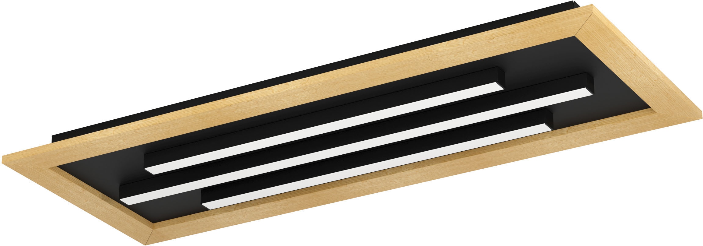 EGLO LED-Deckenleuchte »TIRRENARA« in schwarz und braun aus Stahl, Holz /   und