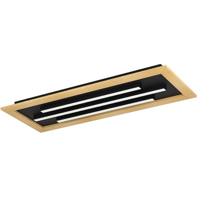 EGLO LED-Deckenleuchte »TIRRENARA« in schwarz und braun aus Stahl, Holz /   und