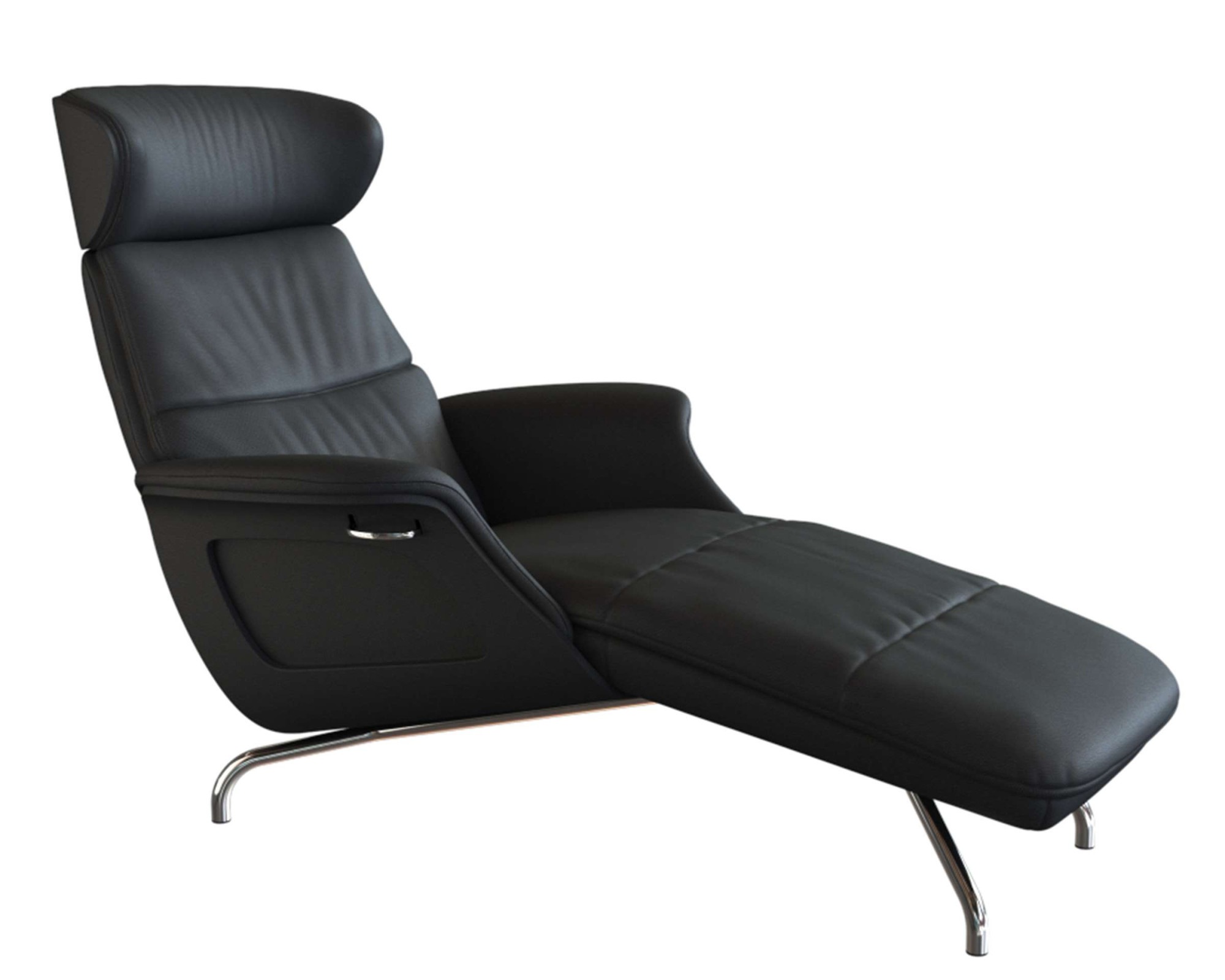 FLEXLUX Loungesessel »Clement Chaislongue, Relaxstuhl, Liegesessel,«, Rücken- & Kopfteilverstellung, Armlehne gepolstert geölt, Fuß Alu