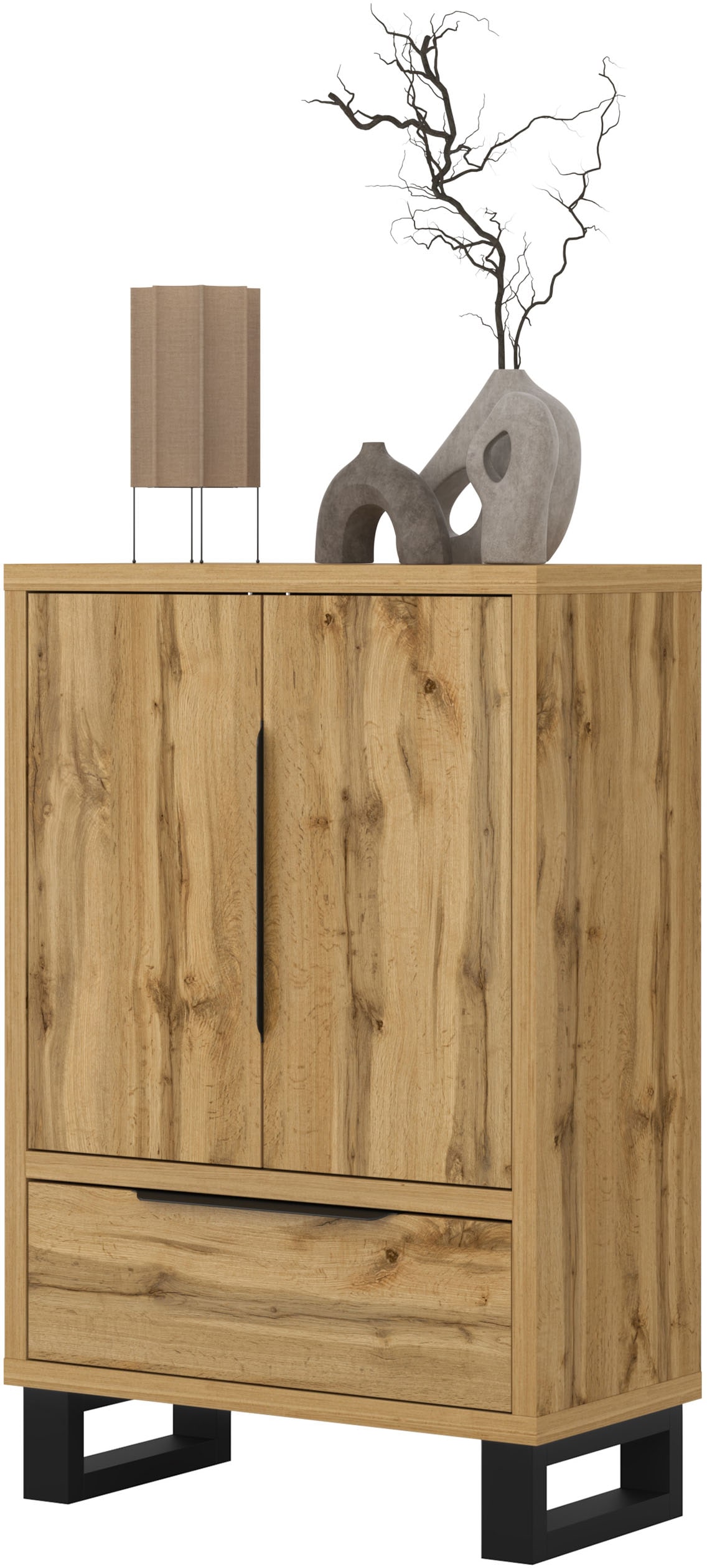 Home affaire Drehtürenschrank »Bronne,Breite 89,5 cm, Mehrzweckschrank, Universalschrank, Garderobe« Kleiderschrank, 1 Schublade, Metallgriffe, Garderobe