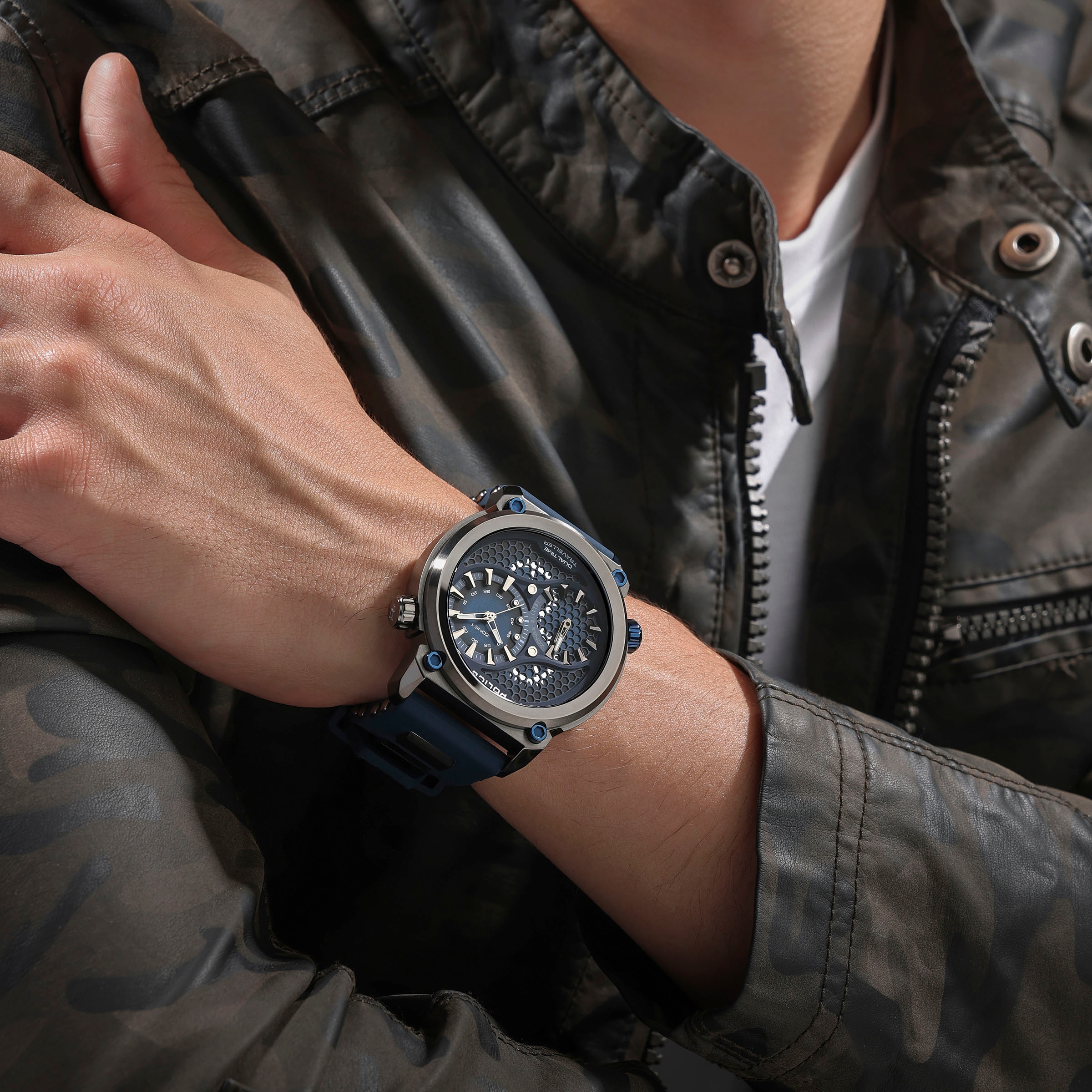 Police Multifunktionsuhr »BOA« Quarzuhr, Armbanduhr, Herrenuhr, Silikonarmband, analog, Dualzeit