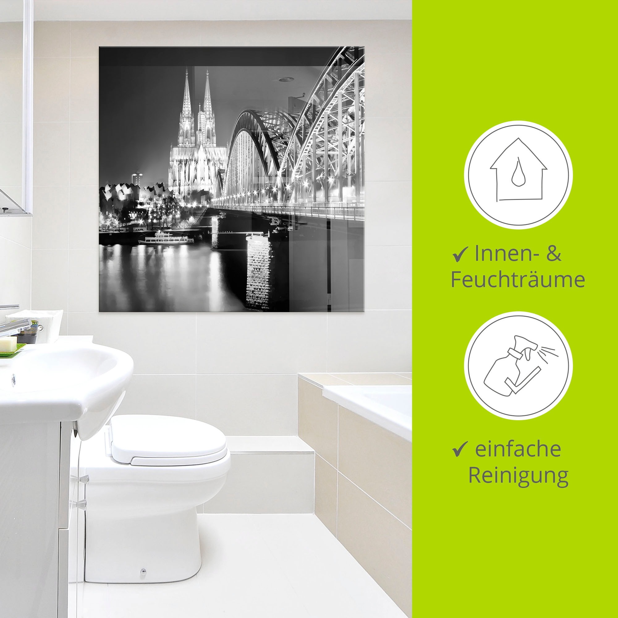 Artland Glasbild »Köln Skyline Abstrakte Collage 19« Brücken 1 Stk. tlg. in verschiedenen Größen