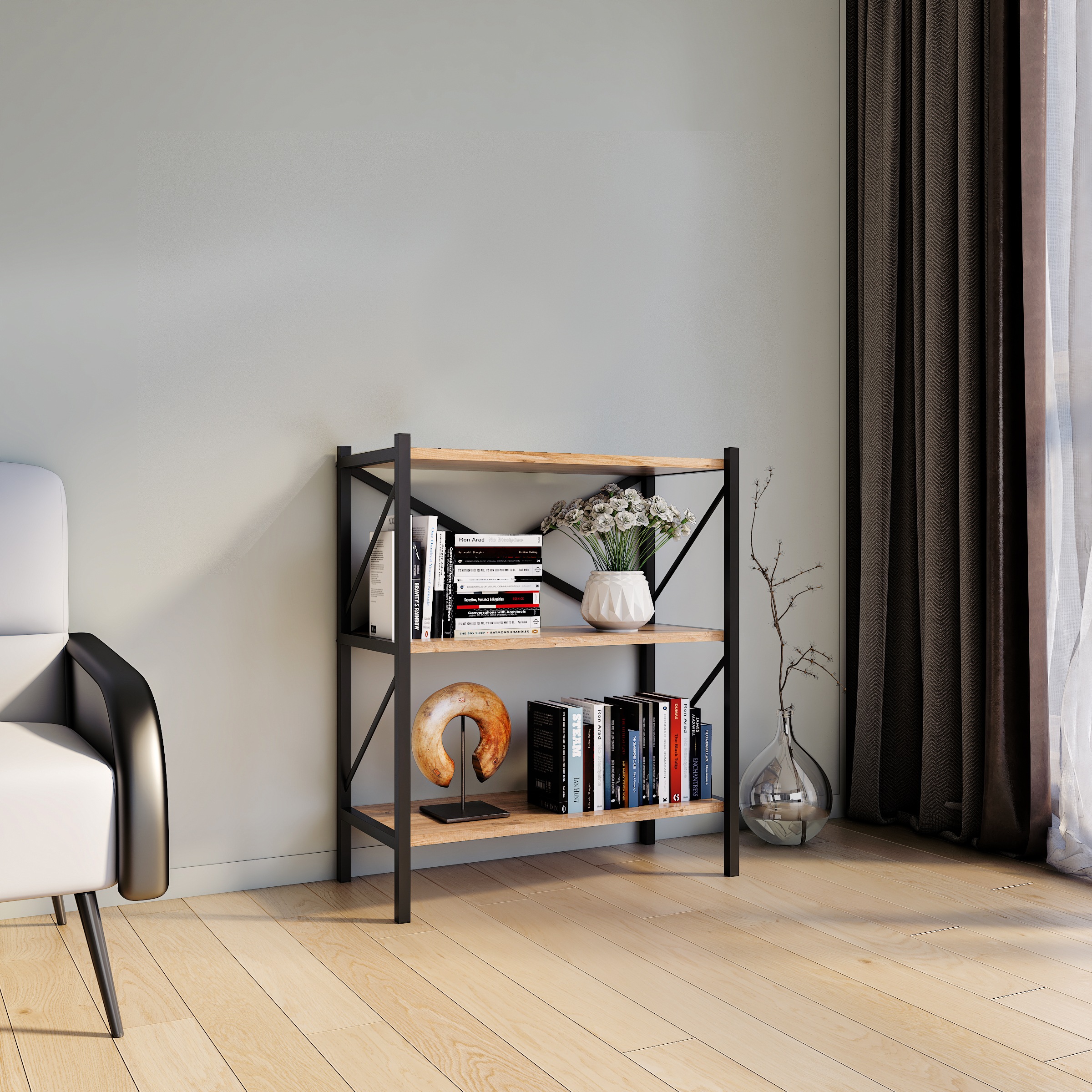 VCM Standregal »Holz Metall Stand Regal Büro Bücher Insasi 2fach« 1 Stk. tlg.